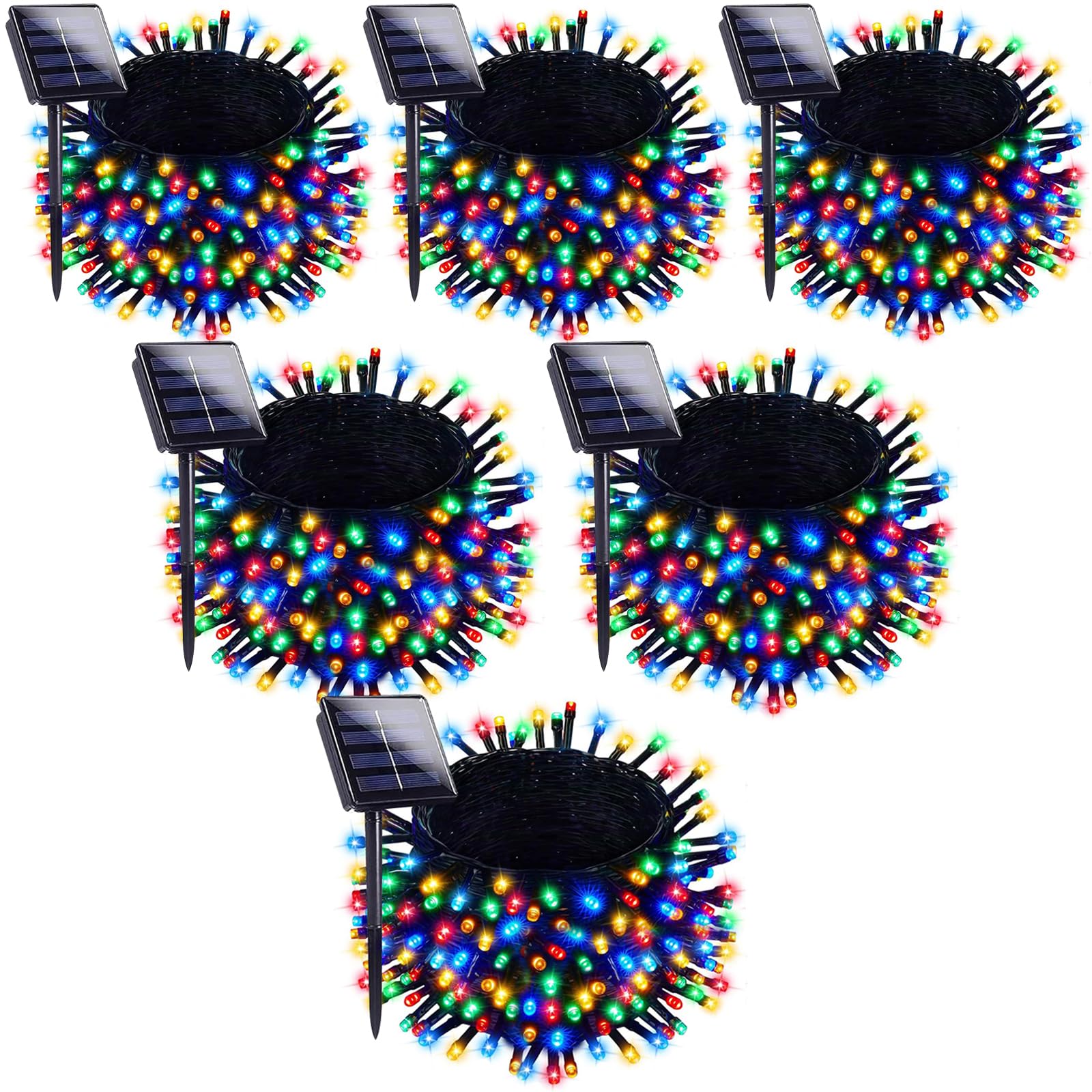 KENTA Solar String Lights 240FT 600 LED 8 Lighting Modes Waterproof 6 Pack Multicolor