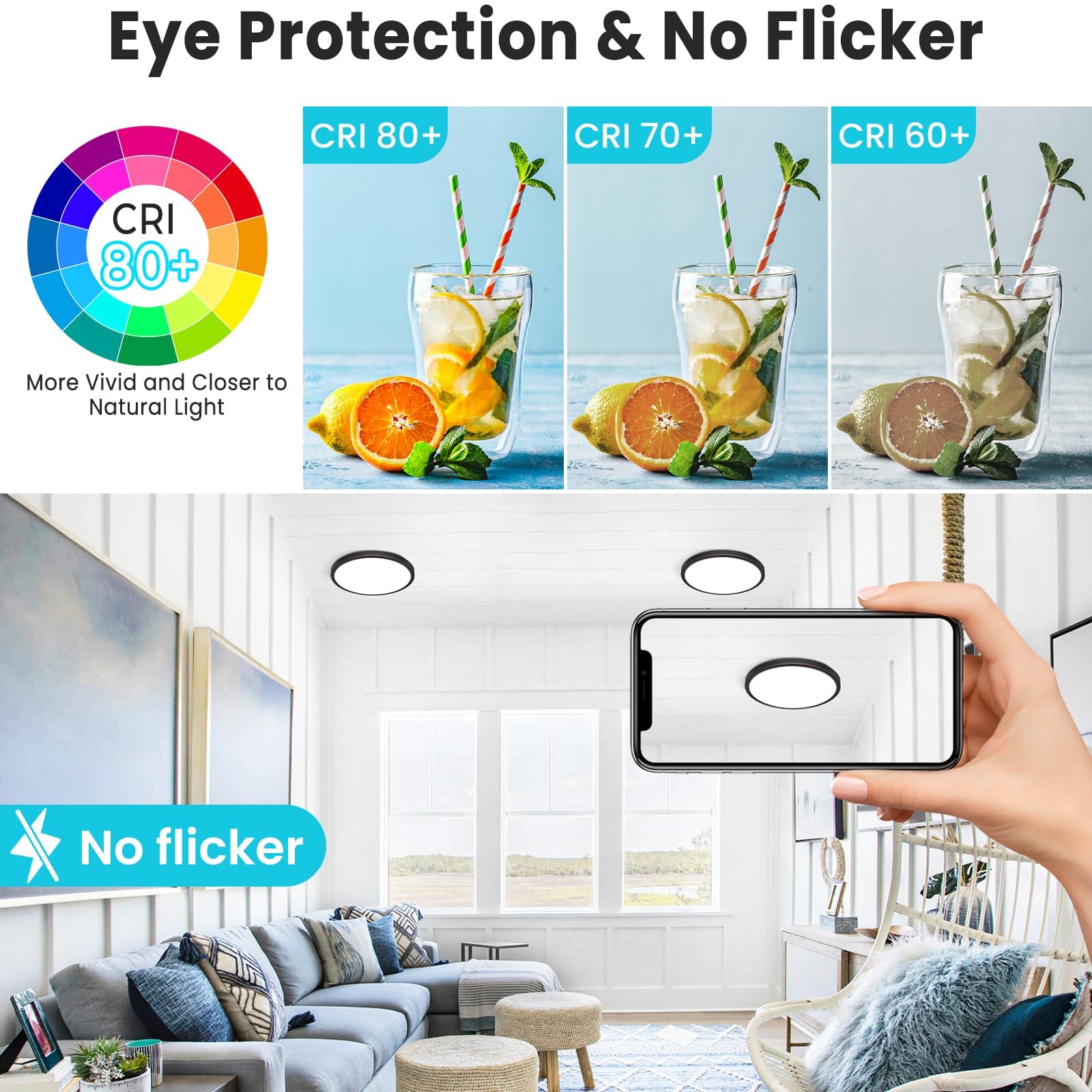 Libtit 7 Inch Oil Rubbed Bronze Flush Mount Ceiling Light, 15W Ceiling Light Fixture,3000K/4000K/6500K Color Selectable,Ultra-Th