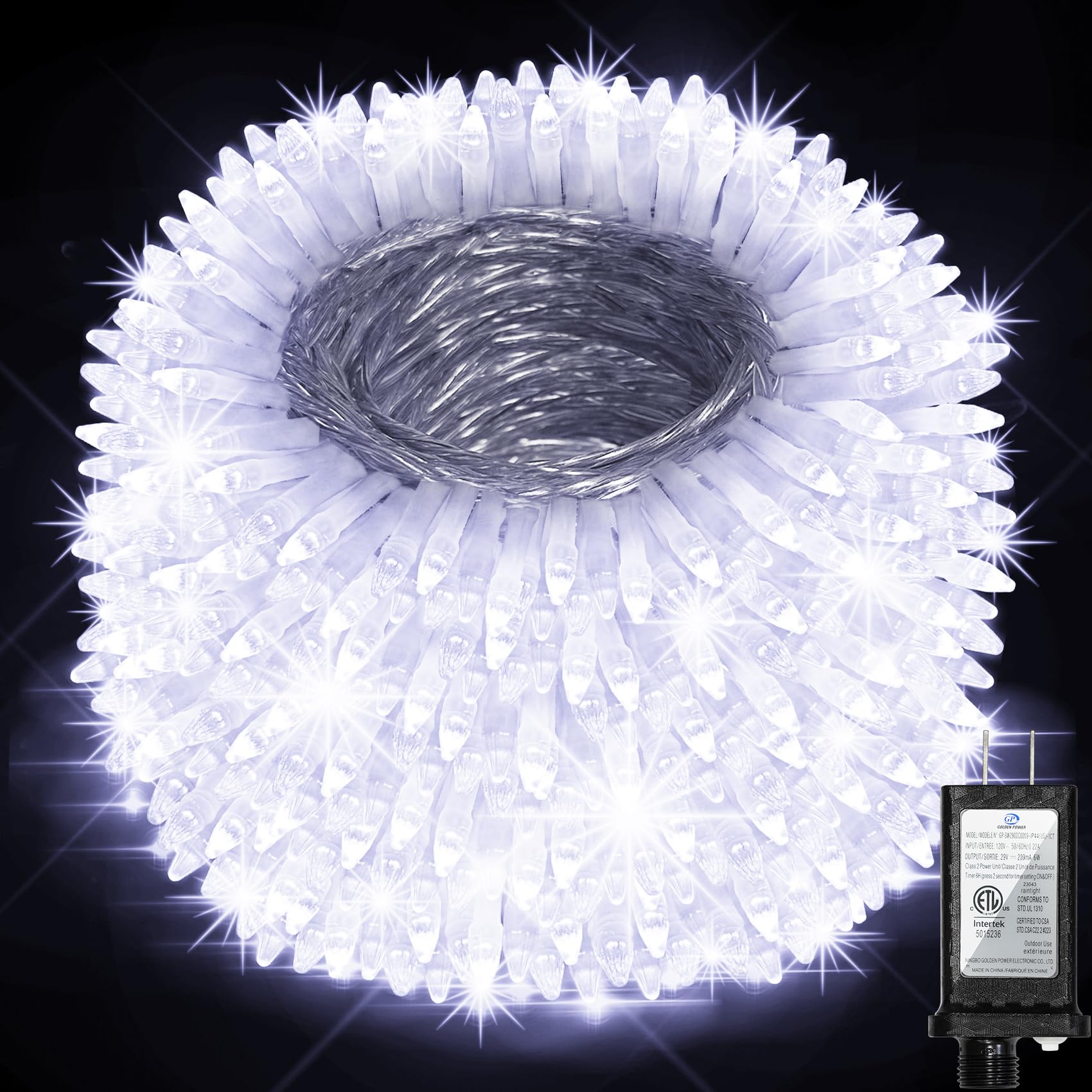 YHBJKCZ Christmas Lights Outdoor 1350 LED Cool White Waterproof Plug In with Timer & 8 Modes, Model HS-1350L