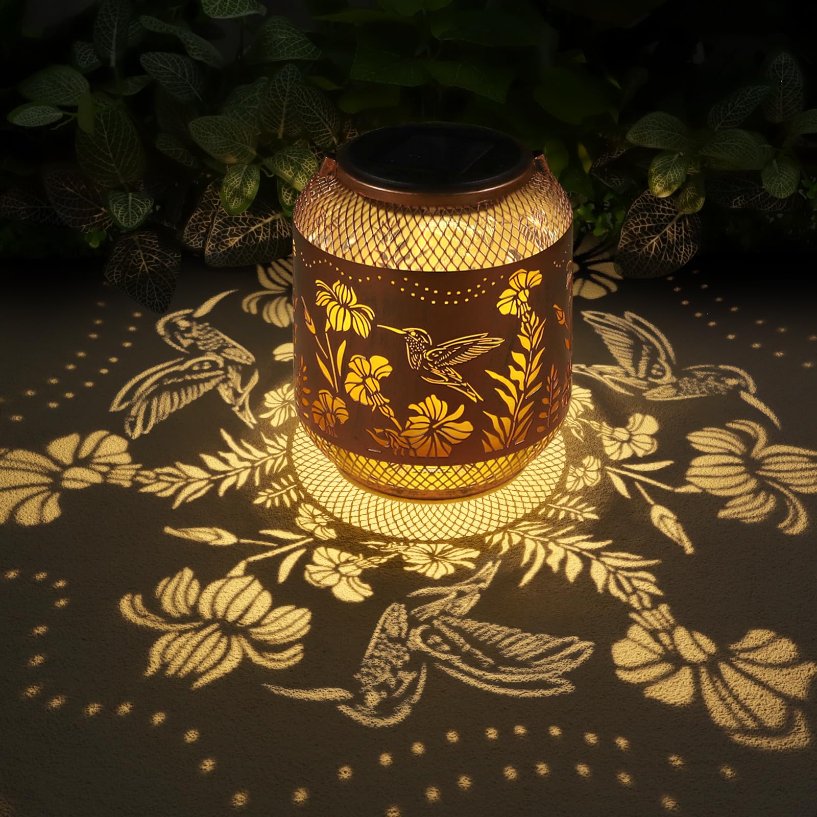 2 Pack Solar Lanterns Outdoor, Birthdays Gifts For Women Mom Grandma, Metal Waterproof Hanging Hollow Out Garden Decorative Sola