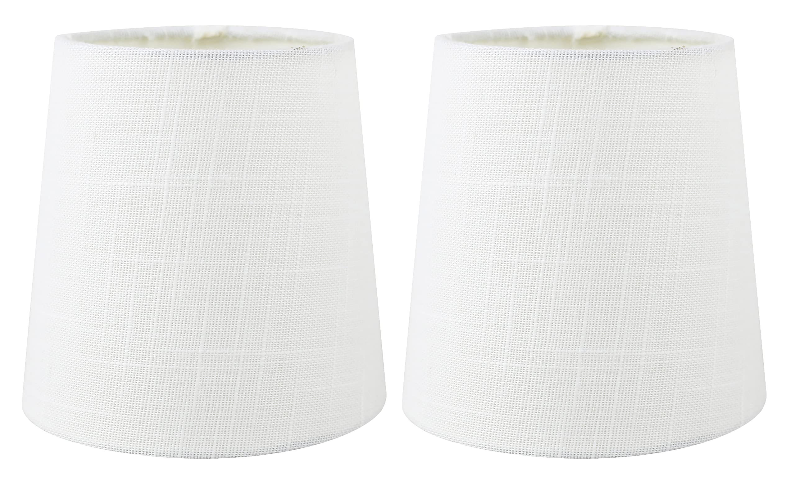 Meriville Set Of 2 Off White Linen Clip On Chandelier Lamp Shades, 4-Inch By 5-Inch By 5-Inch