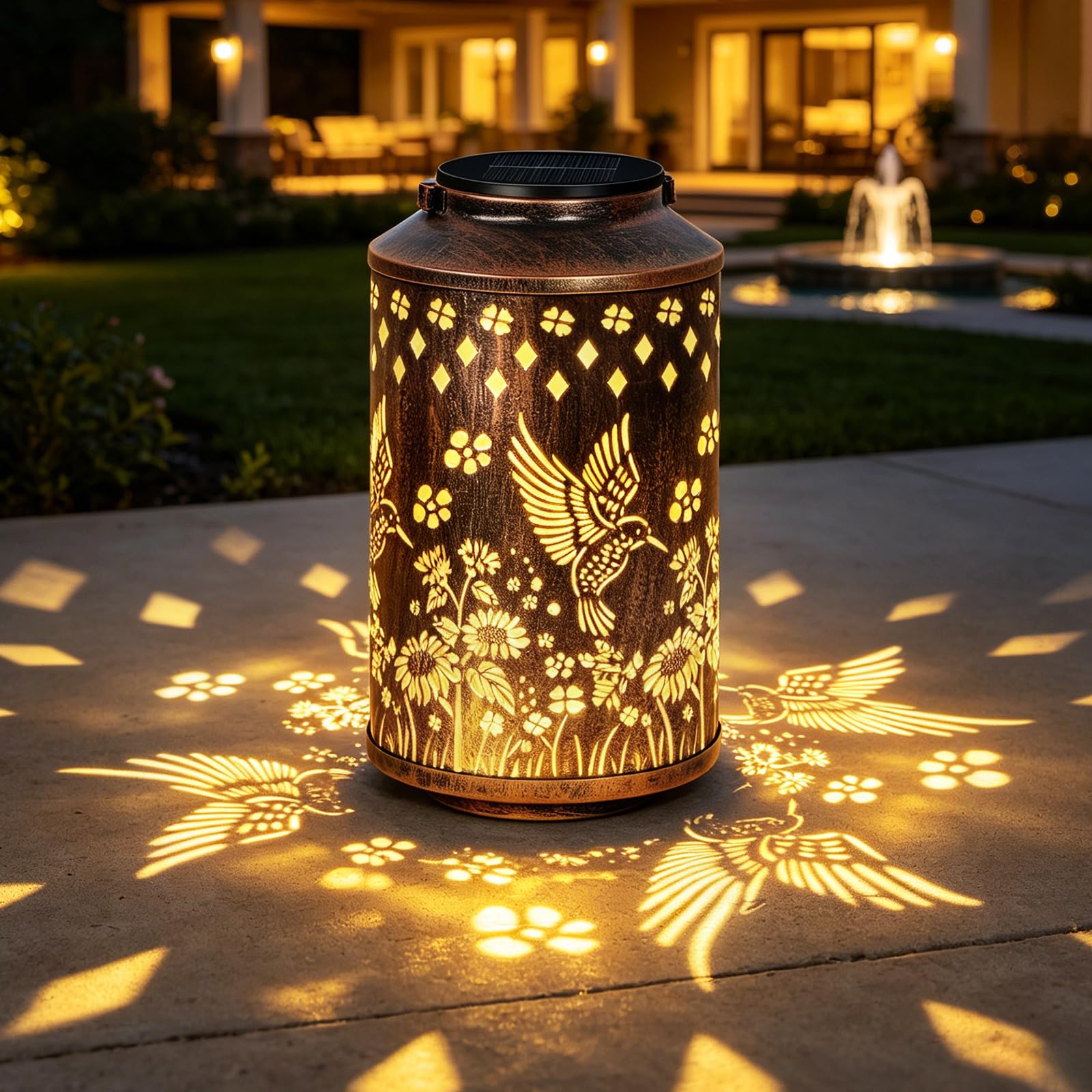 OUTONLIFE Hummingbird Outdoor Solar Lanterns, Waterproof Metal Hanging Solar Lights for Outside Yard, Garden, Patio, Lawn, Pathw