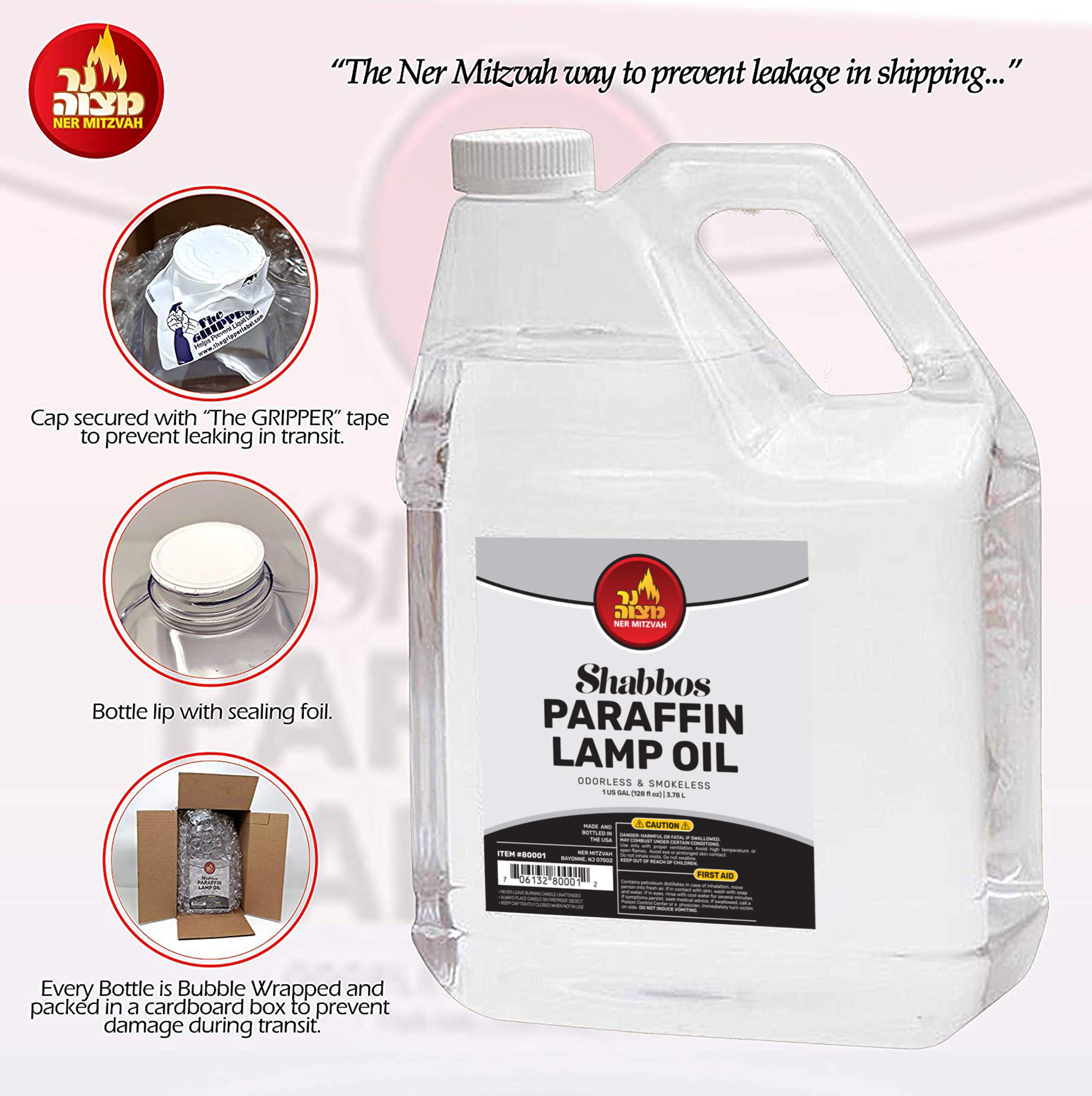 Ner Mitzvah 1 Gallon Clear Paraffin Lamp Oil - Odorless, Smokeless, Clean Burning Fuel for Indoor & Outdoor Use