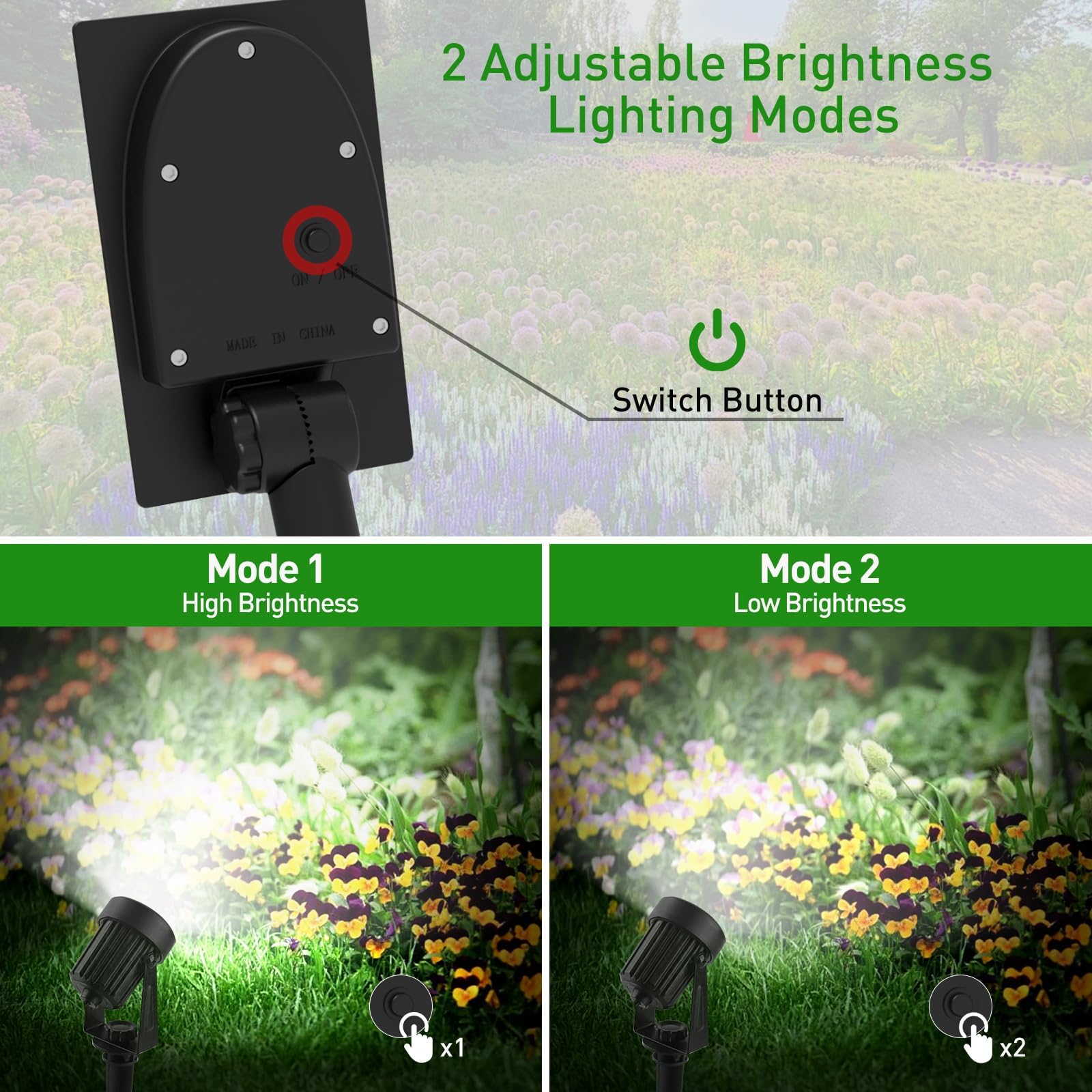 T-Sunus Solar Spot Lights Outdoor Ip65 Waterproof White 6000K 2-In-1 Landscape Spotlights, 9.8Ft Cable Separate Panel Auto Dusk