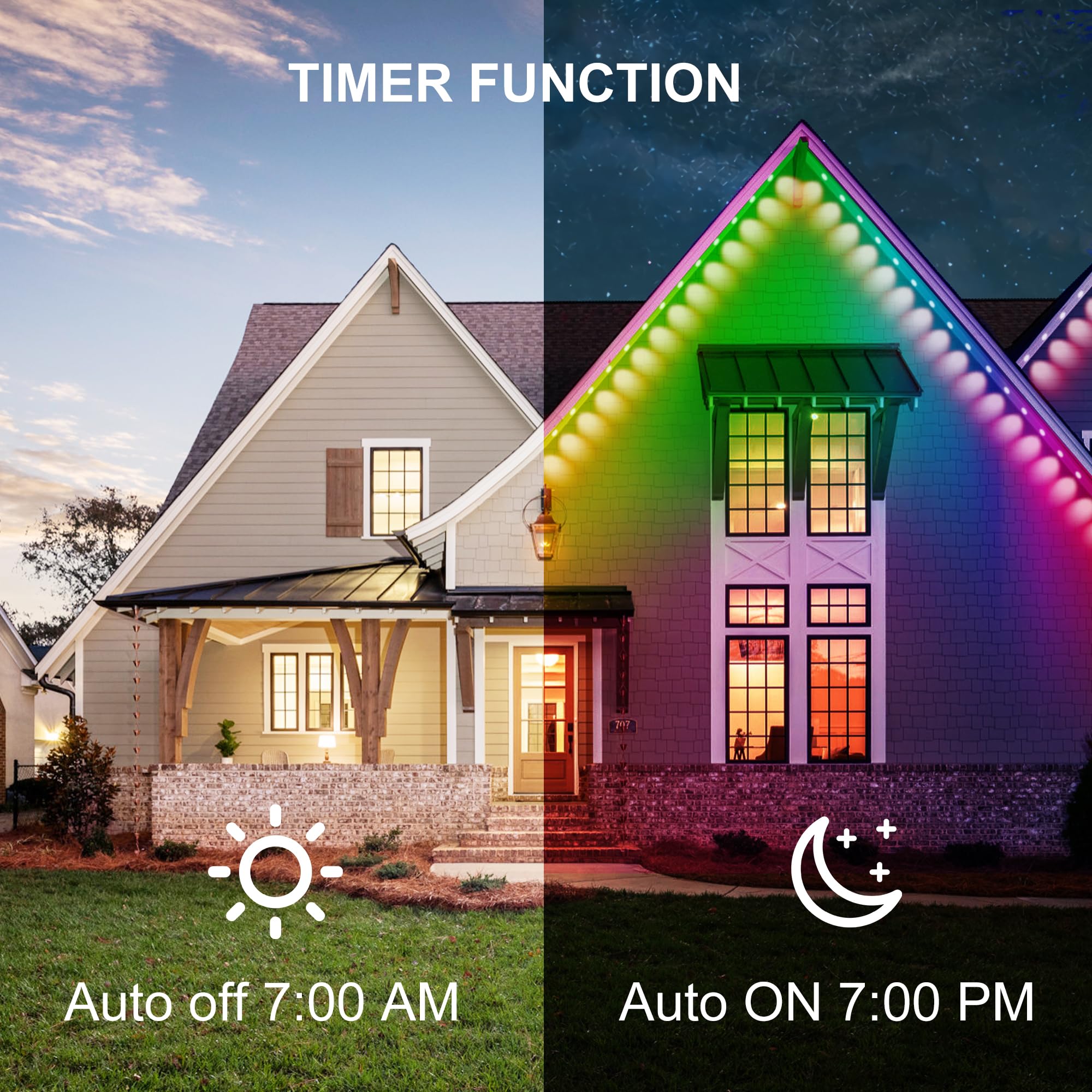 Umidkin Permanent Outdoor Lights  100Ft Rgb Outdoor Christmas Lights With 72 Led Lights  Ip67 Waterproof Led Eaves Lights With Diy Scene Modes For Halloween Decor  Smart App & Remote Control