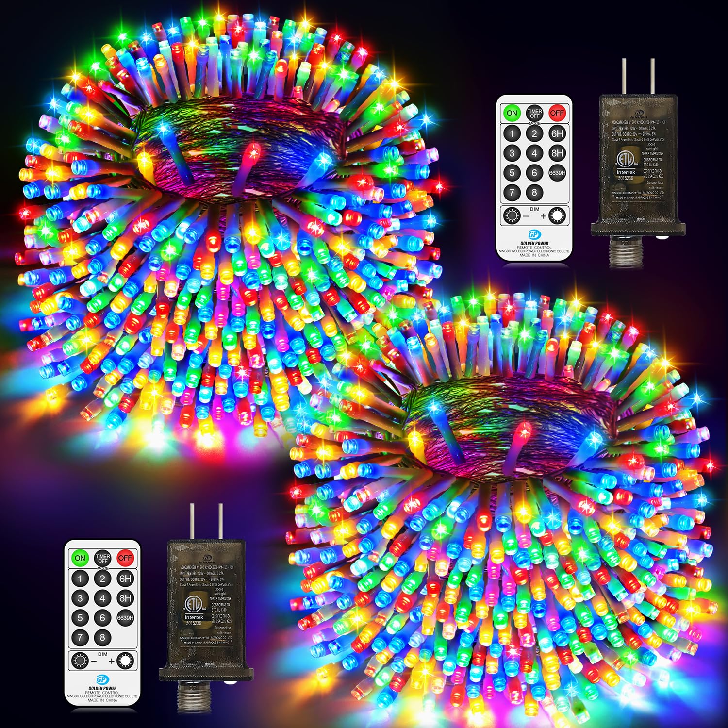 2 Pack 403 Ft 1000 Led Christmas Lights Outdoor Fairy Lights Plug In Extra Long Clear Wire String Lights With Remote Timer 8 Modes For Outside House Tree Garden Wedding Party Decorations- Multicolor
