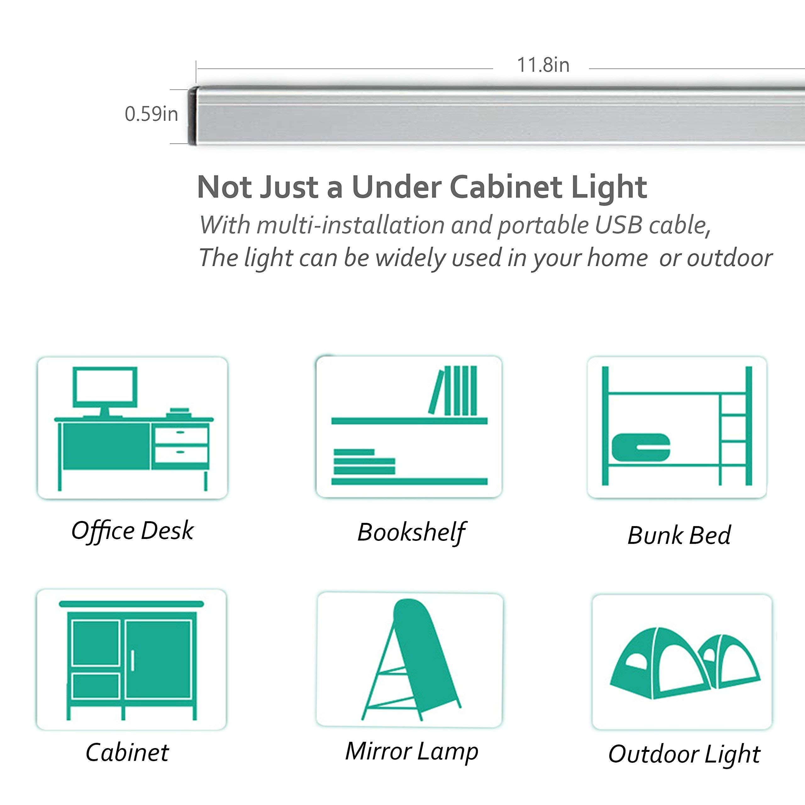 ASOKO LED Under Cabinet Light Bar, 12 Inch, 300LM, Warm White 3000K, Aluminum, Model: led-A-001b
