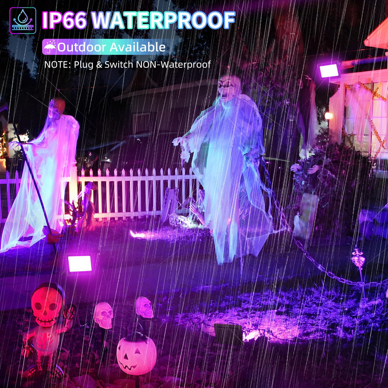 Isuerfy 80W Led Black Light Flood Light, Ip66 Waterproof, 2 Pack For Halloween & Parties