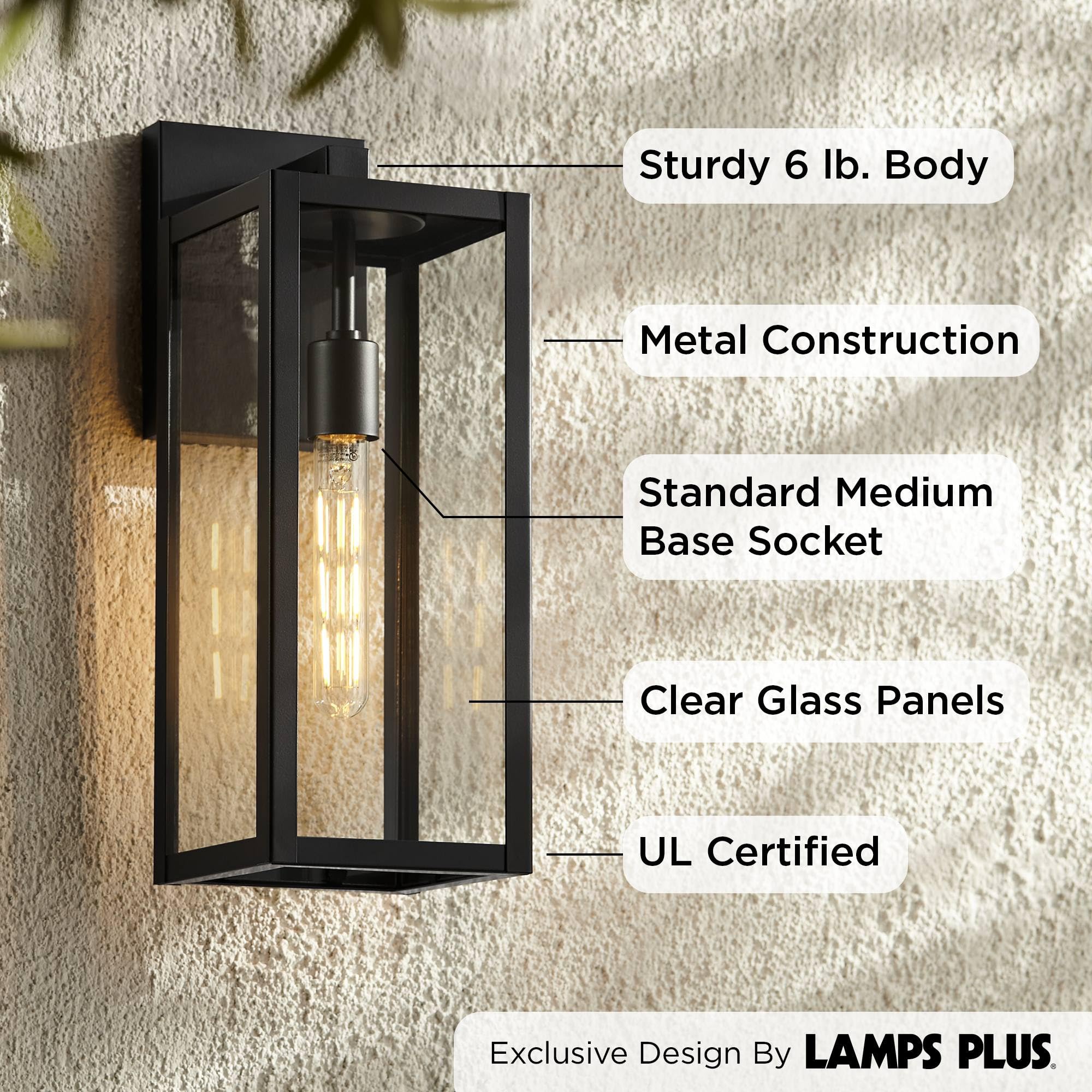 John Timberland Titan Modern Industrial Outdoor Wall Light Fixture Mystic Black Metal 17 Clear Glass Damp Rated for Exterior Hou