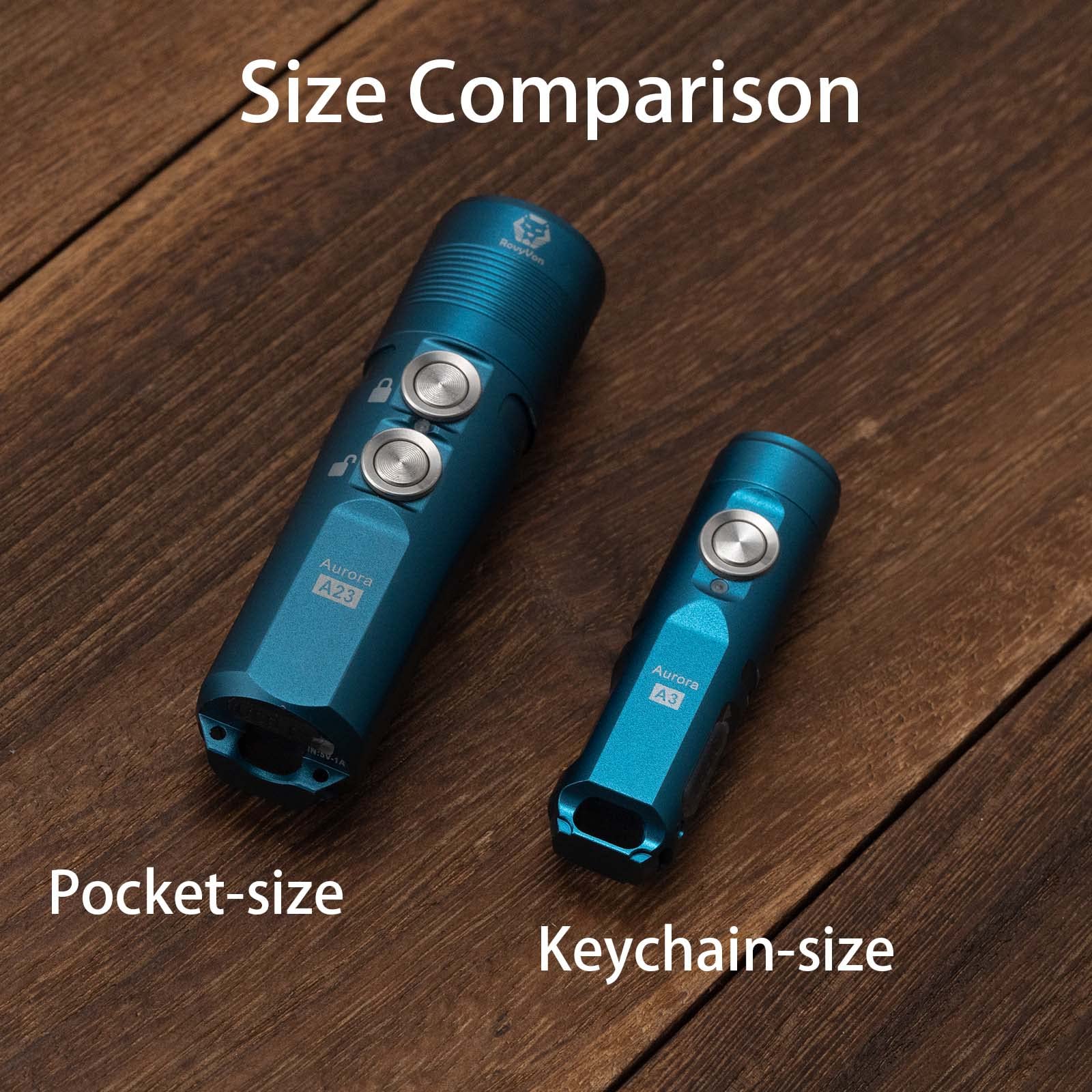 RovyVon Aurora A23 Pocket-Size 1000 Lumens Blue Keychain Flashlight, USB C Rechargeable, IPX8 Waterproof