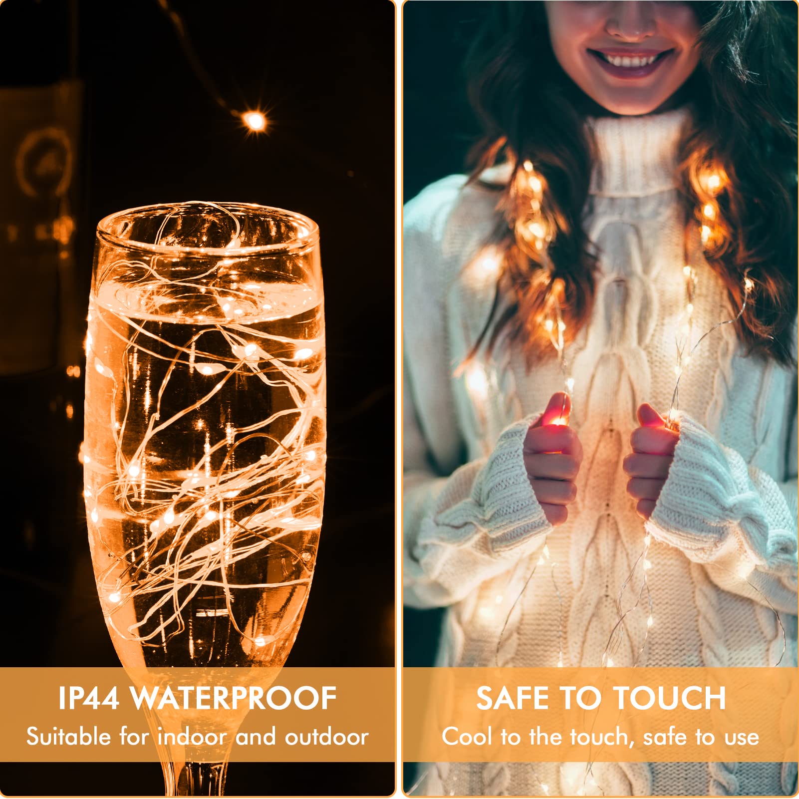 12 Pack Orange Fairy Lights Battery Operated, 7Ft 20Led Valentines Day Lights Battery Operated Waterproof Silver Wire For Diy Bedroom Party Birthday Wedding Christmas Decorations Starry String Lights