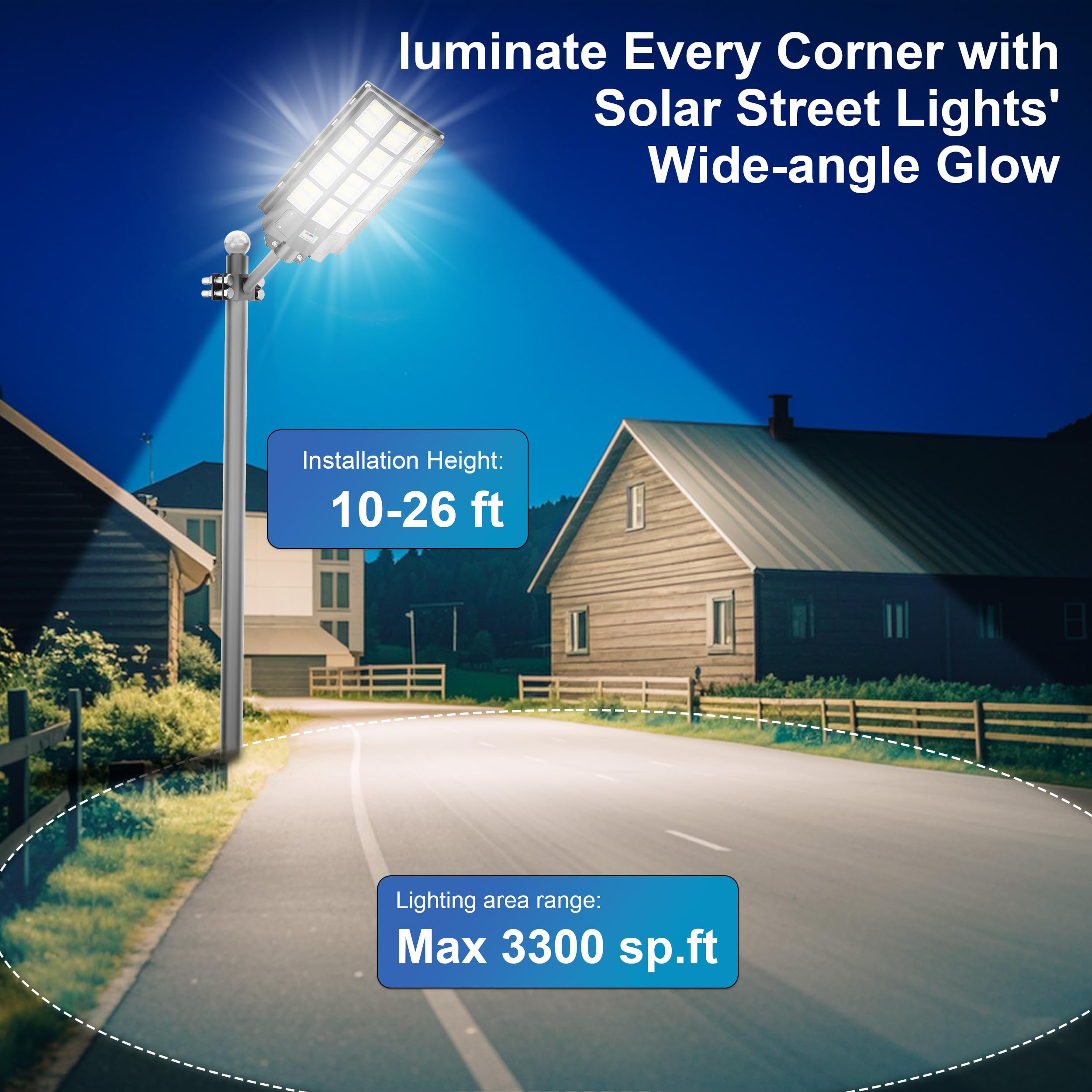 Vzyhik Solar Street Light 8000W 240000LM Wide Angle Waterproof IP67 4 Pack with Remote Control & Motion Sensor