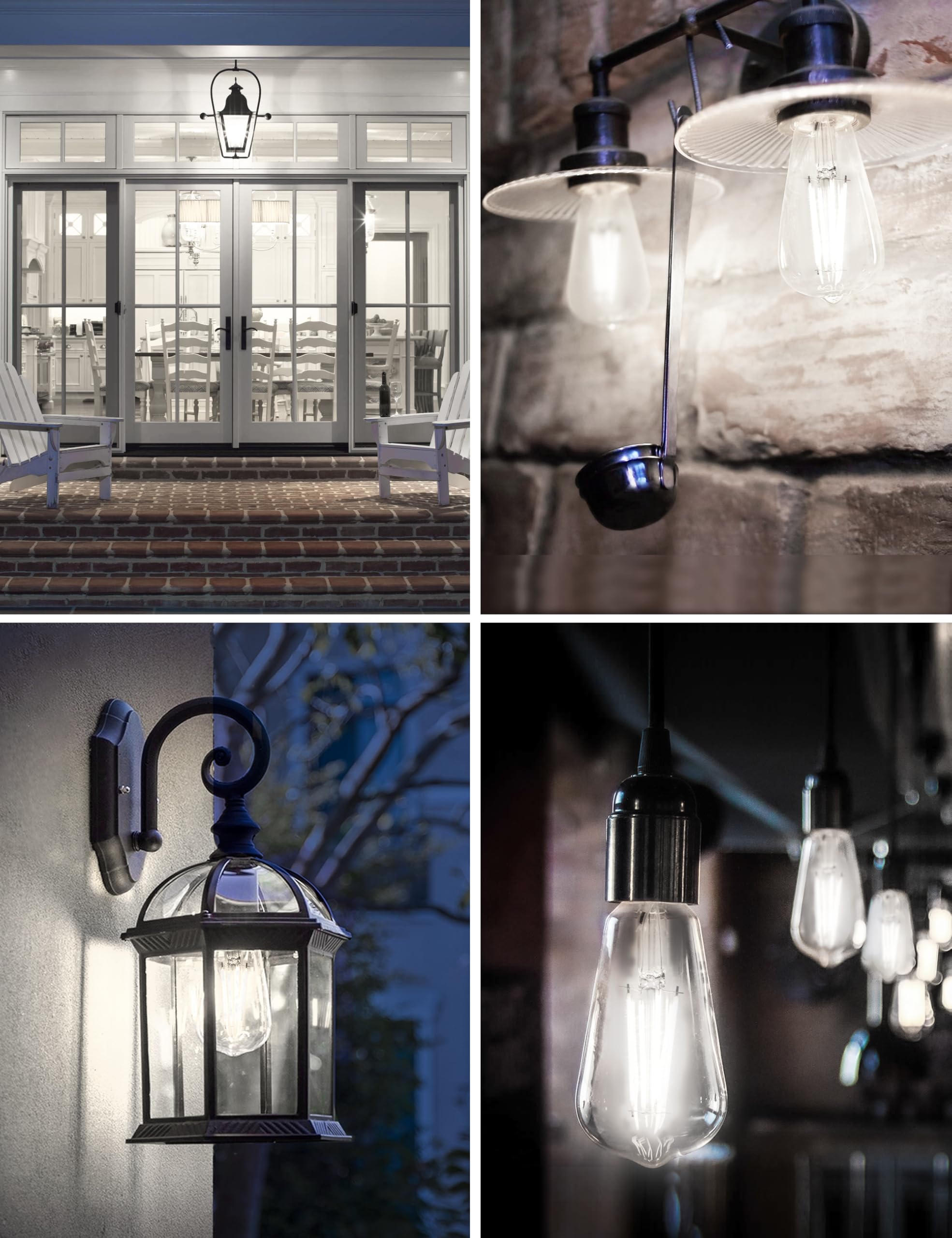 Eastiya Dusk To Dawn Light Bulbs, 6W Equivalent 60W, Cool White 5000K, E26 Base, Light Sensing, St58 Vintage Style, 600Lm, Outdo