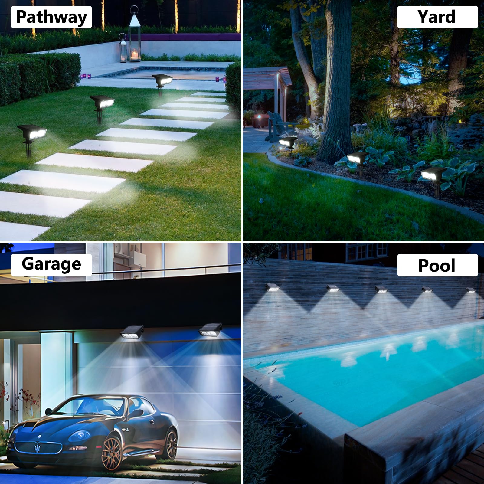 Toodour Solar Spot Light Outdoor  6 Pack Solar Lights Outdoor With 2 Modes  Waterproof Solar Powered Flood Lights Landscape Lighting For Yard Garden Home Pathway Walkway Outdoor Decor - Cool White