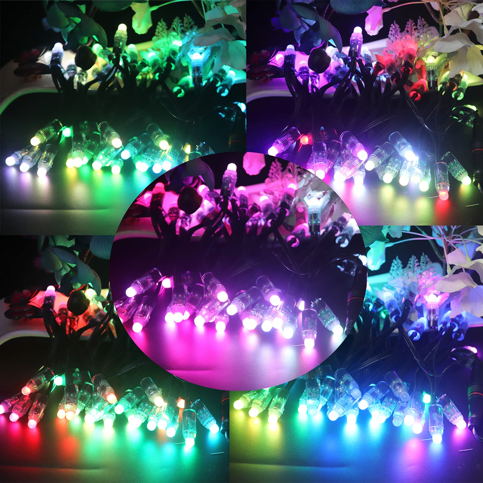Rextin Ws2811 Led String Pixels Digital Lights Addressable Waterproof Rgb Full Color 12Mm Dc 12V (50Pcs Dc12V)