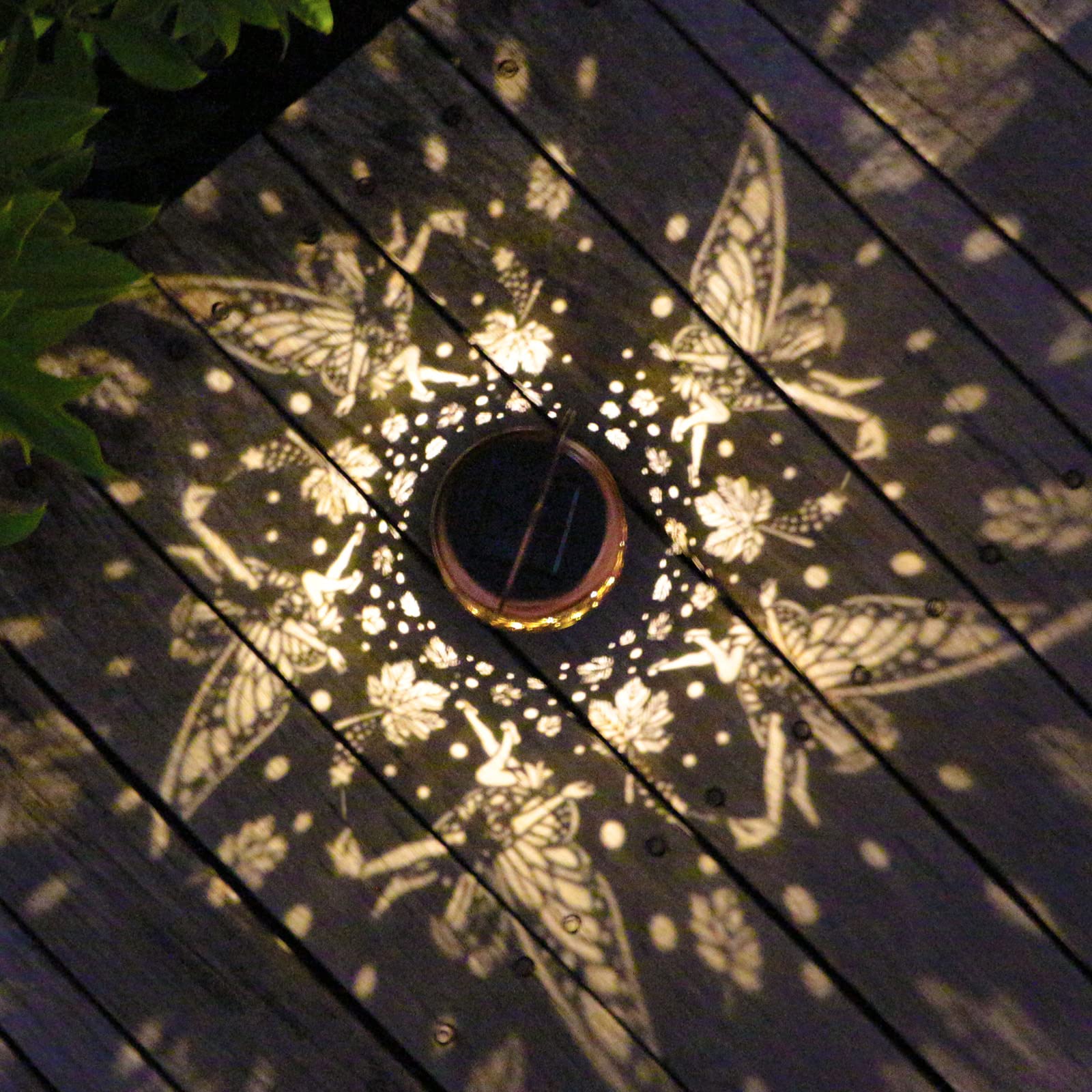 Aitenisen Solar Fairy Lanterns - Waterproof Metal Maple Leaf Garden Light For Patio & Yard