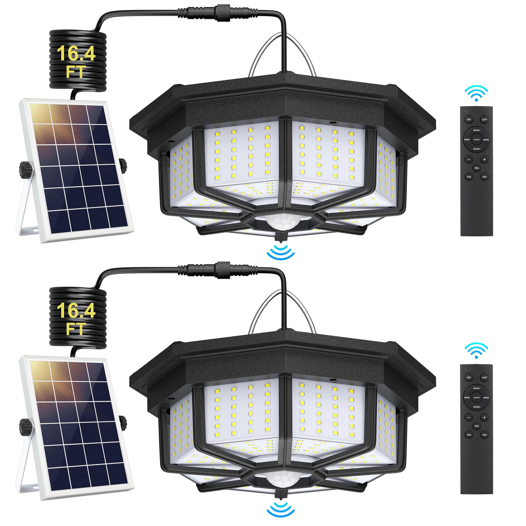 Yolovis 288 LED Solar Shed Light Indoor Outdoor, Motion Sensor Pendant Daytime Work Lights with Remote, 5 Modes Dimmable Waterpr