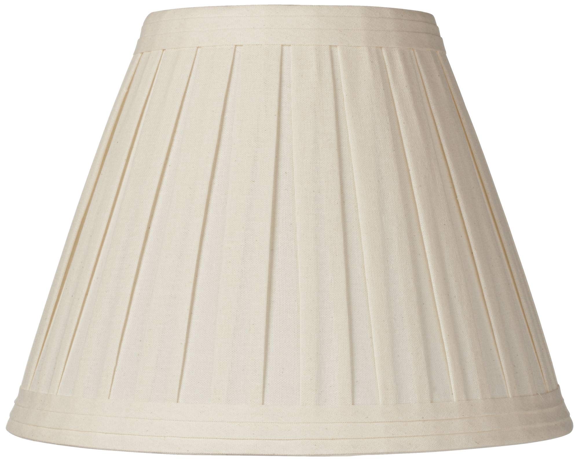 Creme Linen Medium Box Pleat Lamp Shade 7&quot; Top X 14&quot; Bottom X 11&quot; High (Spider) Replacement With Harp And Finial - Springcrest