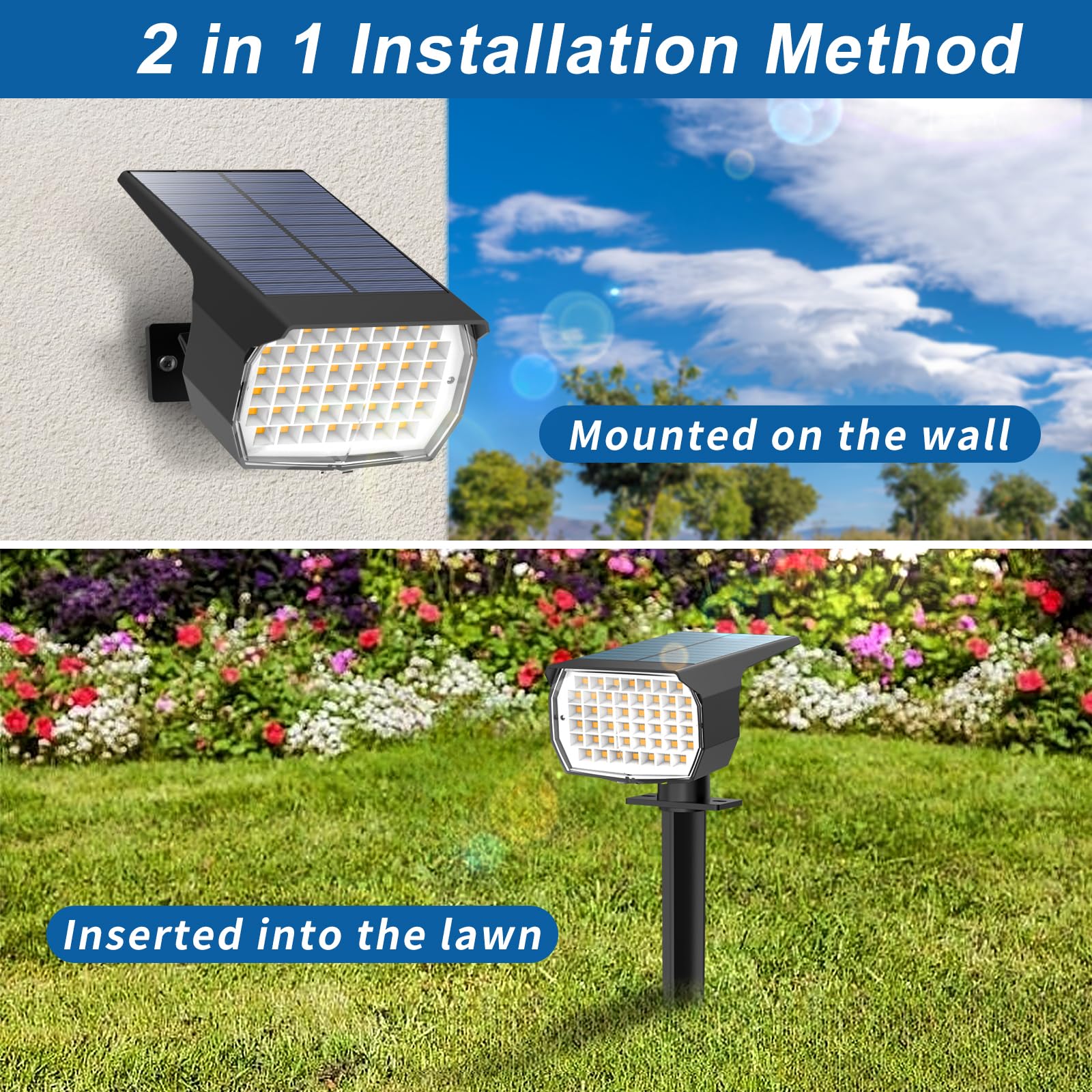 Wenaty Solar Spot Lights Outdoor Waterproof Ip65, 6 Pack Landscape Spotlights With 46 Leds, 3 Modes Auto On/Off Solar Powered Fl
