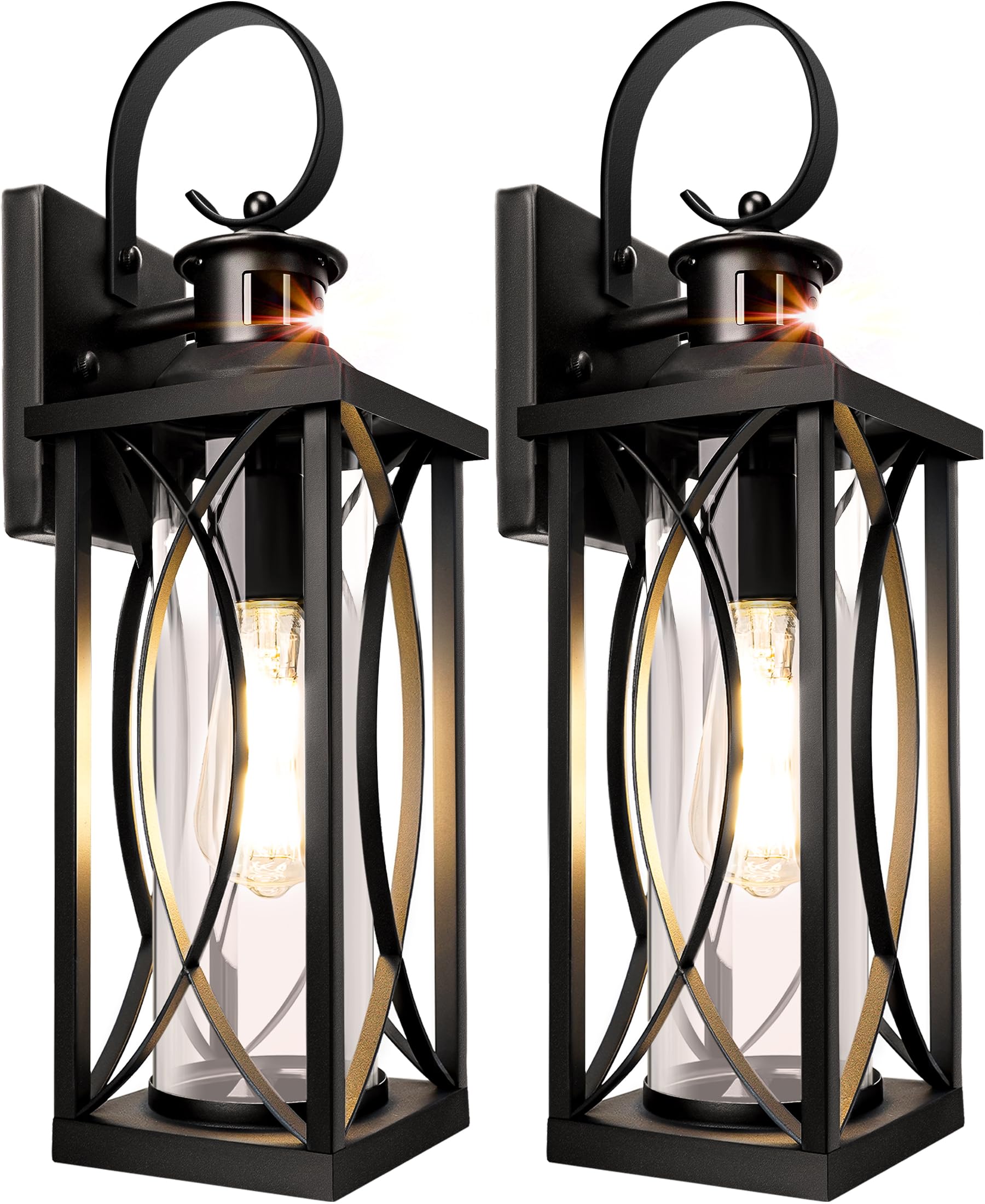 Dbf Motion Sensor Outdoor Wall Lights  2 Pack Outdoor Porch Lights Dusk To Dawn  Anti-Rust Exterior Light Fixture Waterproof With Glass & E26 Socket Wall Sconce For House Garage Patio Doorway  Black