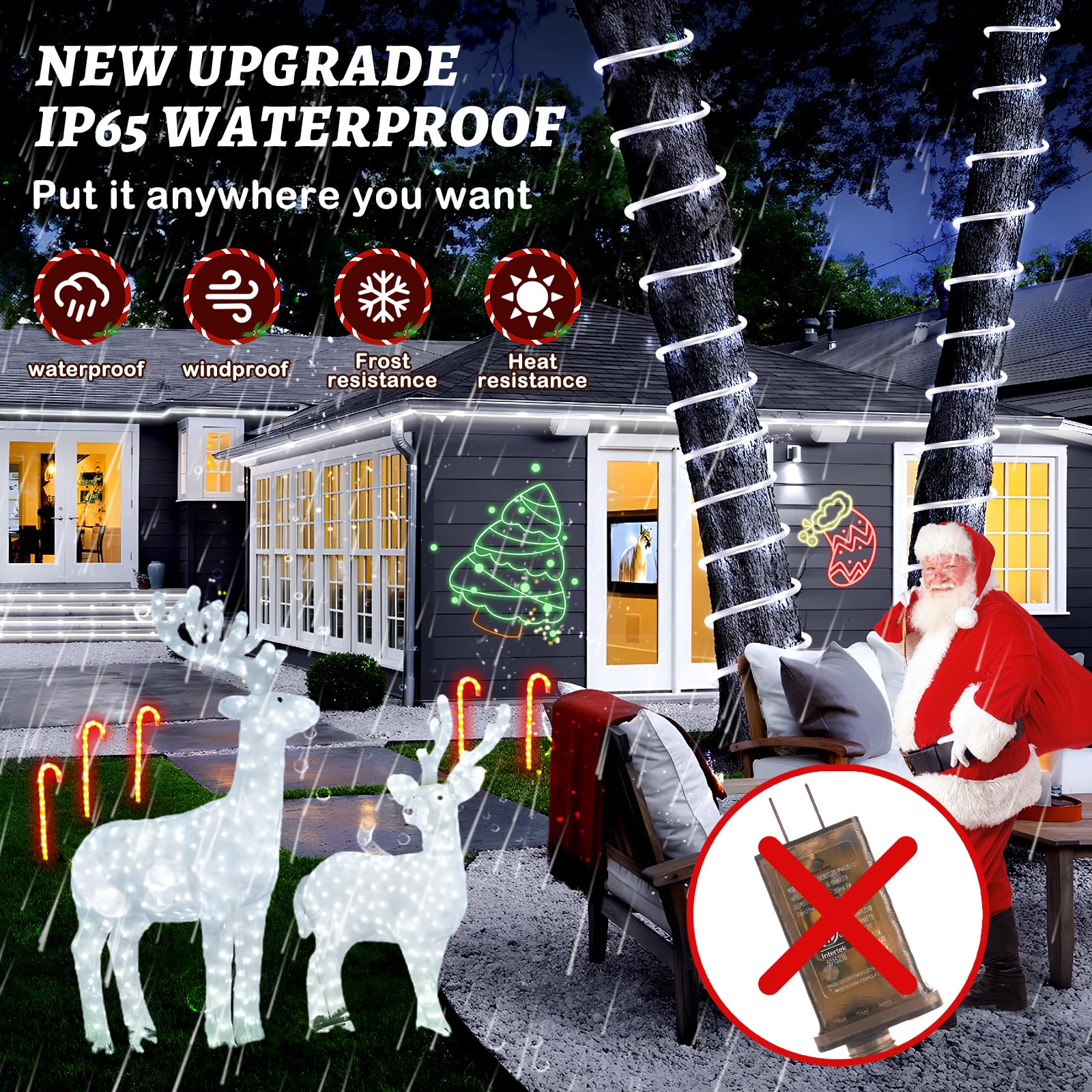 Hezbjiti Led Rope Lights 197Ft Waterproof Rope Light 600 Led Flexible Tube Lights Plug In With 8 Modes For Garden Patio Bedroom Party Indoor Outdoor Decorations