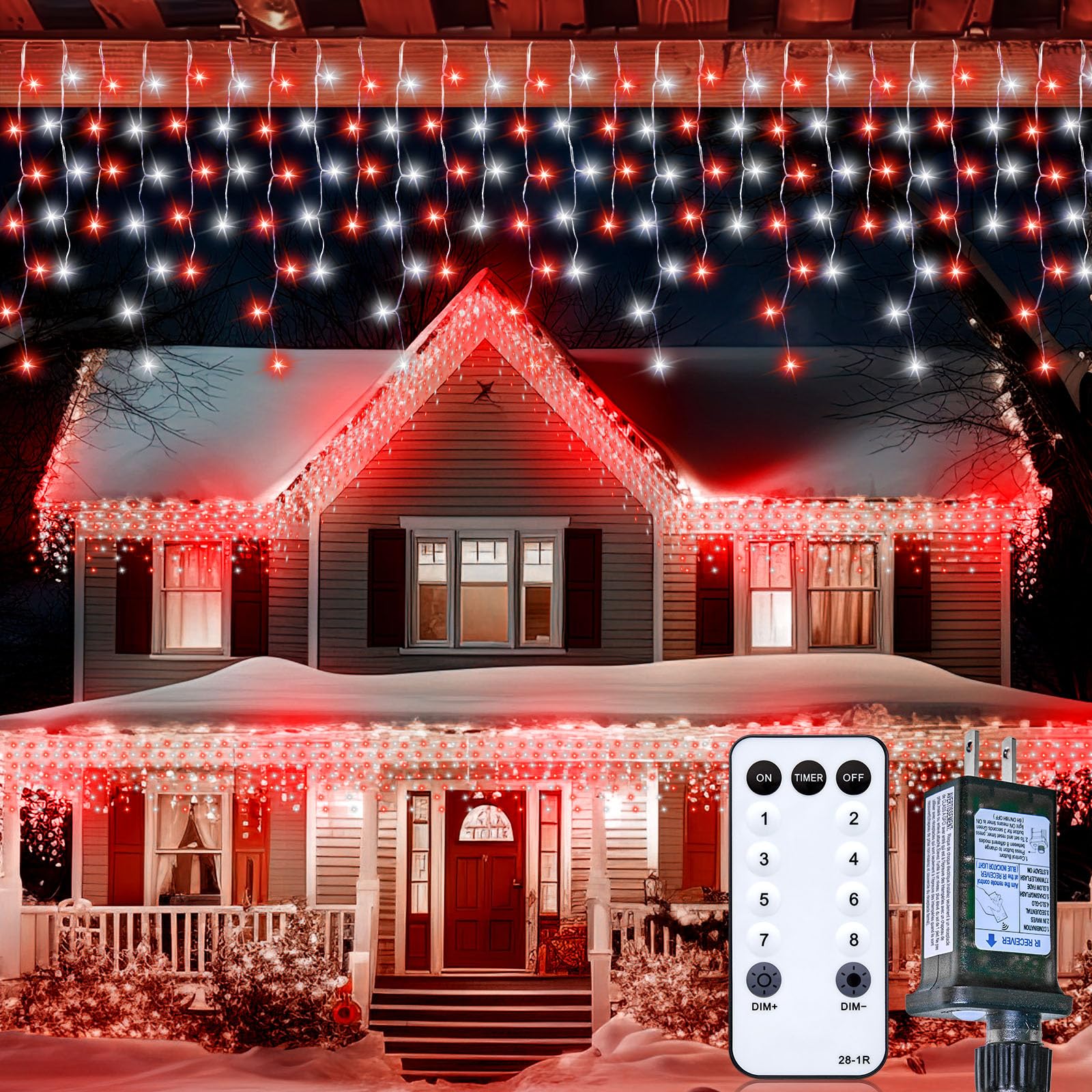 Brightown Icicle Lights Outdoor, 66 FT 736 LED Icicle Christmas Lights with 138 Drops,8 Modes, Icicle String Lights with Remote 