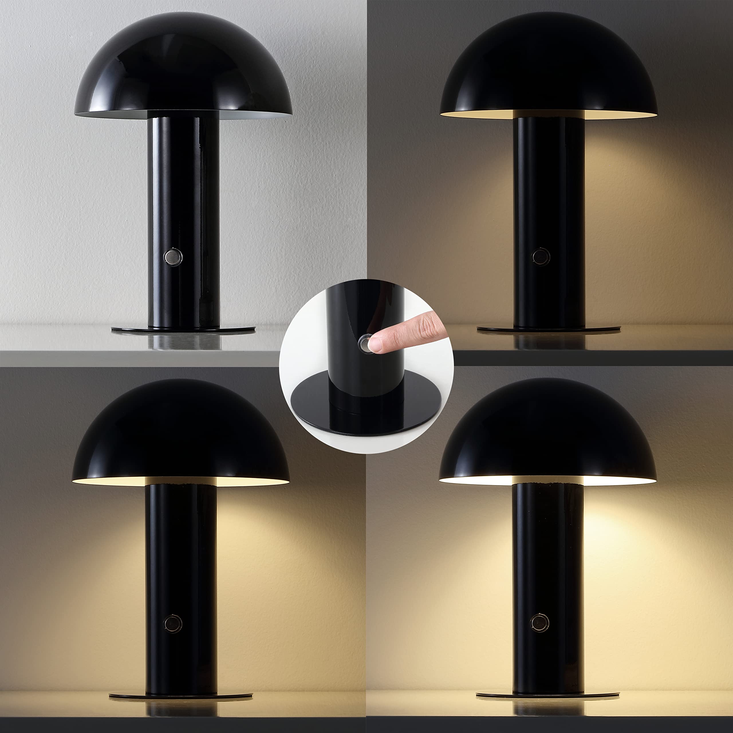 Jonathan Y Jyl7115A Boletus 10.75'' Contemporary Bohemian Rechargeable/Cordless Portable Iron Integrated Led Mushroom Table Lamp