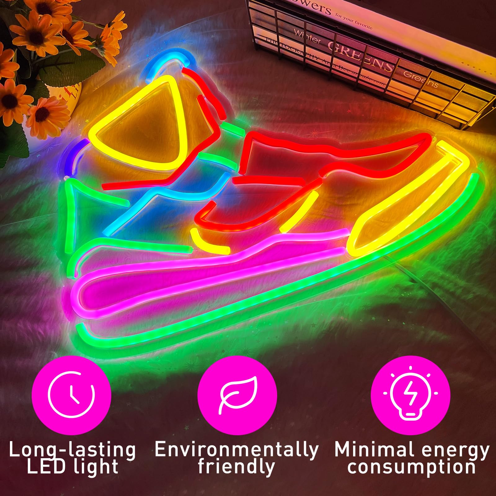 Imegina Dimmable Sneaker Neon Sign - Led Wall Decor For Kids & Teens, 16.54"×11.81
