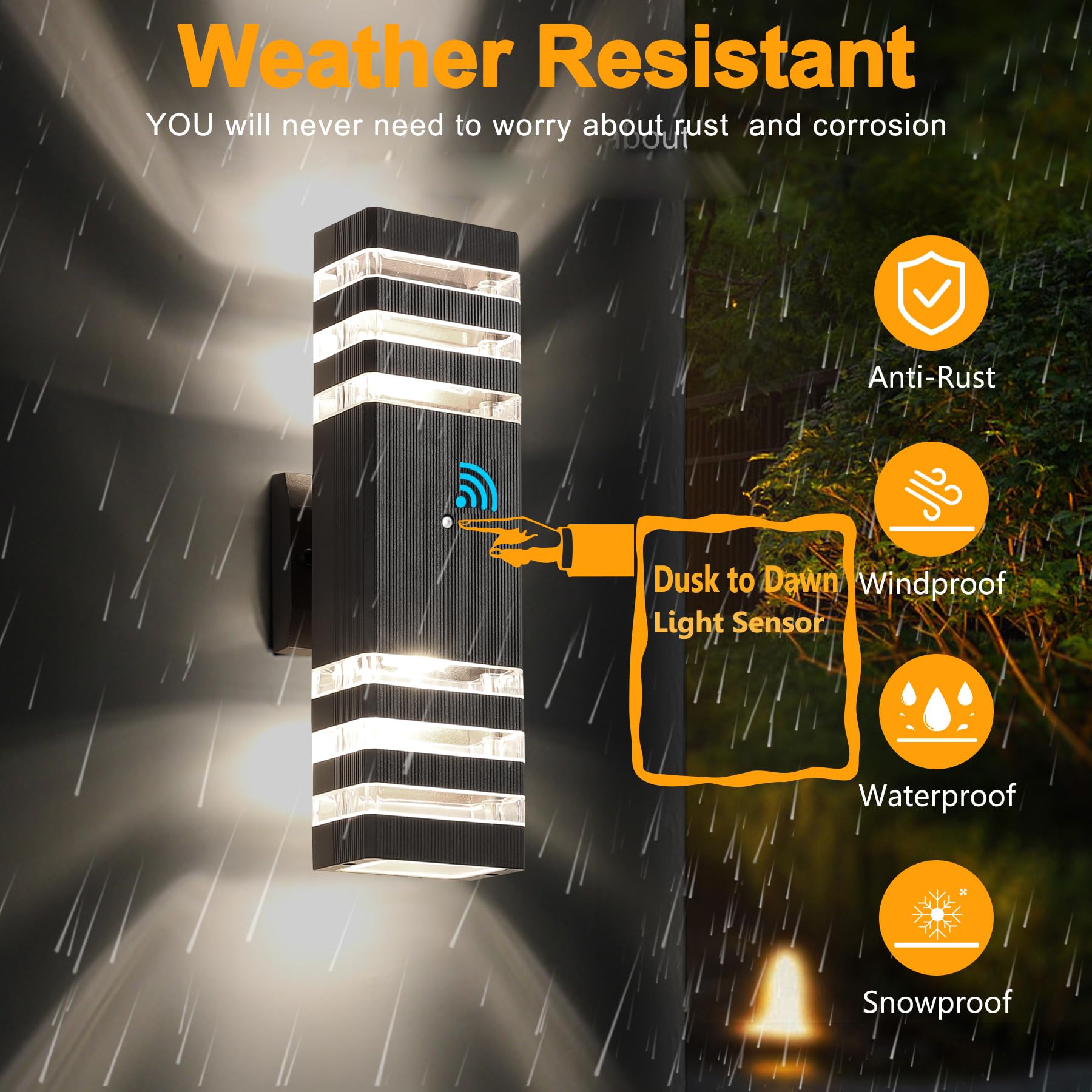 Zsmaiku Dusk To Dawn Outdoor Wall Lights 4 Pack, 14W Ip65 Waterproof, Warm White, Jet Black