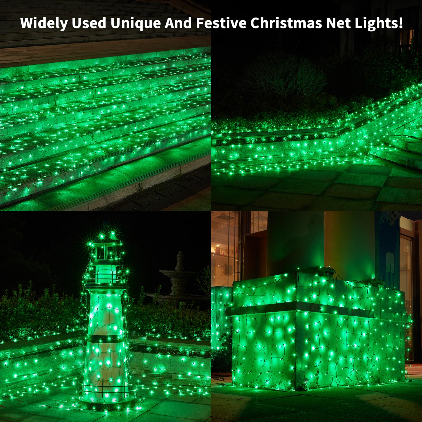 Dirnun LED Christmas Net Lights 160LED Waterproof 5ftx7ft Green Fairy Mesh for Outdoor Indoor Decorations