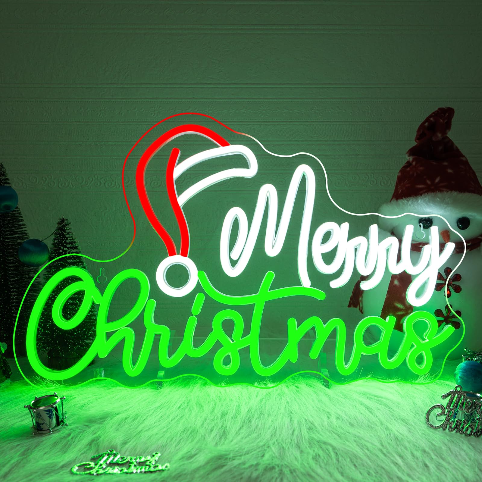 Looklight Merry Christmas Sign Christmas Window Lights Santa Hat Neon Signs For Wall Decor Santa Claus Led Lights For Party Bar Man Cave Club Pub Bedroom Shop Door Decoration Gifts