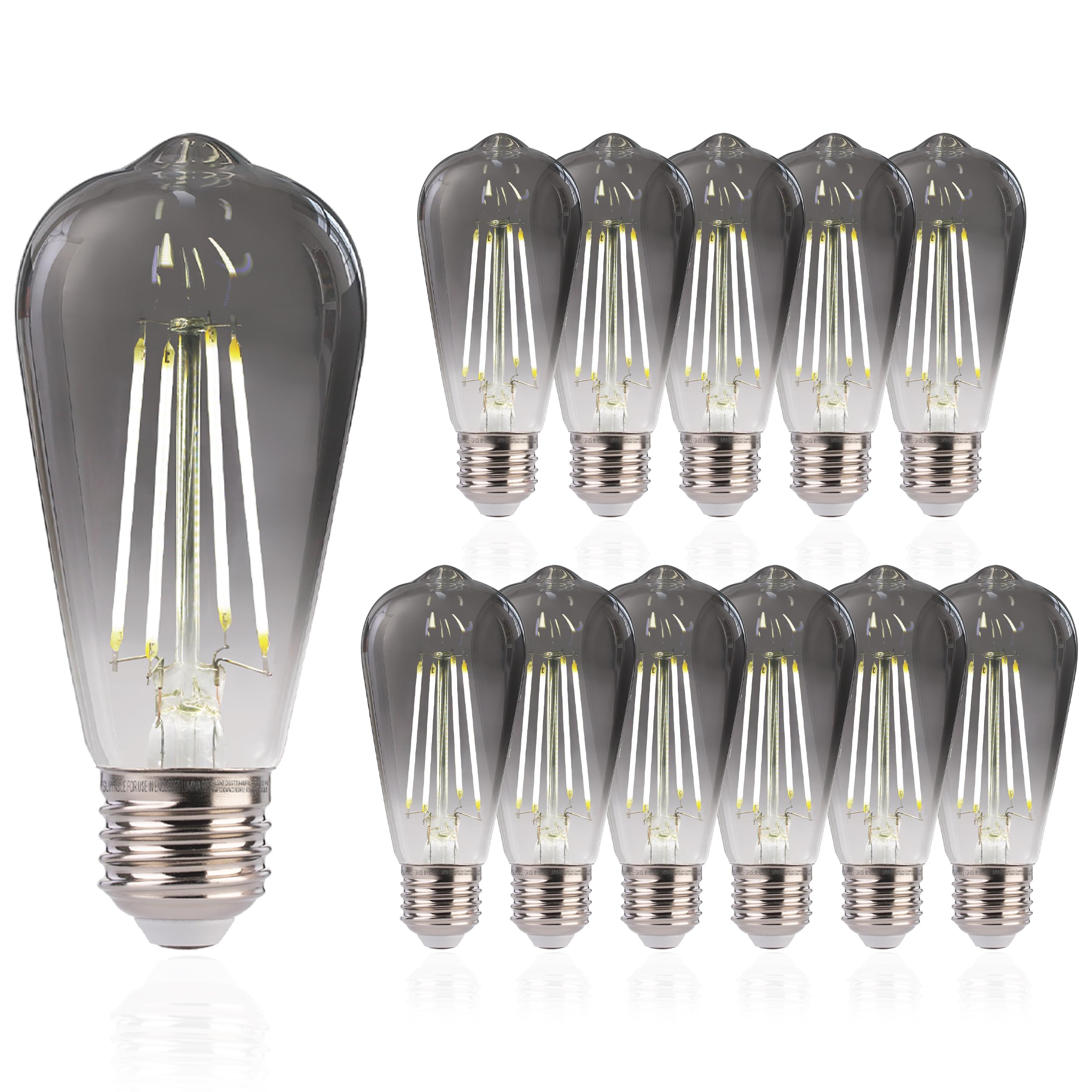 Flsnt Led Edison Bulbs, 5000K White Light Dimmable St19 Led Light Bulbs, E26 Base,4W(40W Equivalent), Cri82+, 150Lm, 12 Pack, Sm
