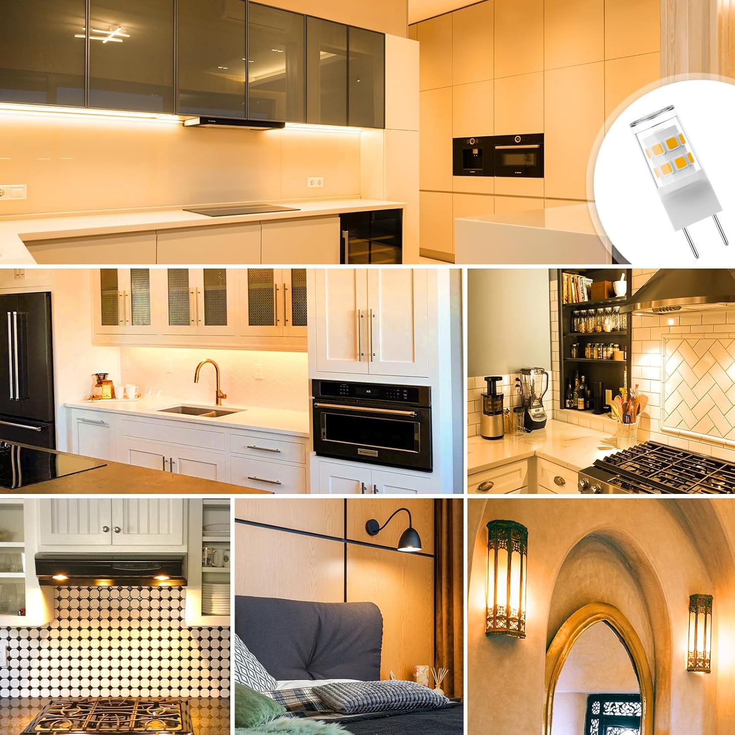 Fglyniy G8 LED Bulb, 3W Equivalent to 15W-20W, 3000K Warm White, 10 Count, Energy Efficient Replacement for Under Cabinet and Puck