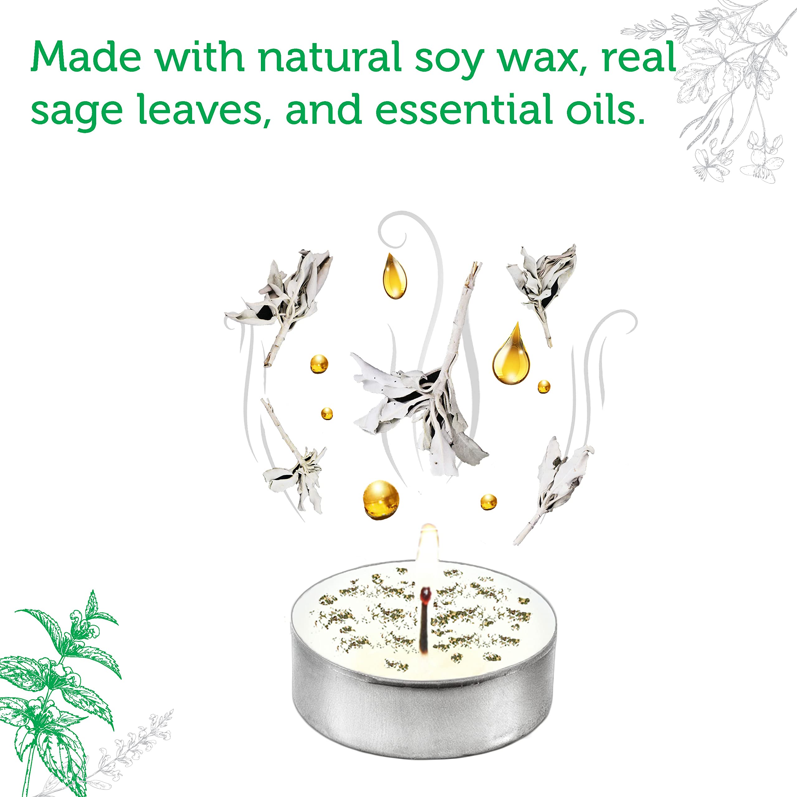 Soul Sticks 12 Pack Little Smudgies Tealight Candles Smudge Candle For Cleansing House, Meditation, Chakra Healing | Made With Crystals And Herbs (White Sage & Peppermint)