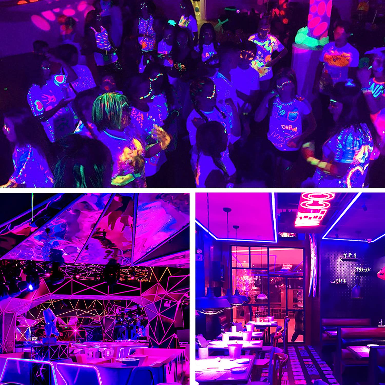 Icreating Uv Led Strip Lights - 13.1Ft Battery Powered Black Light With Super Bright Uv Led