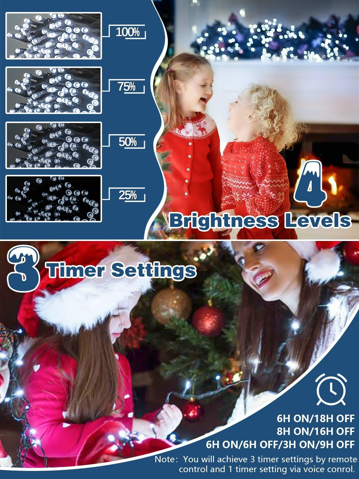 Voice Controlled Christmas Lights With Remote  264 Ft 800 Led String Lights Indoor Outdoor With 12 Modes 3 Timers  Dimmable Twinkle Light Plug In Waterproof For Xmas Tree Party Decor  Cool White