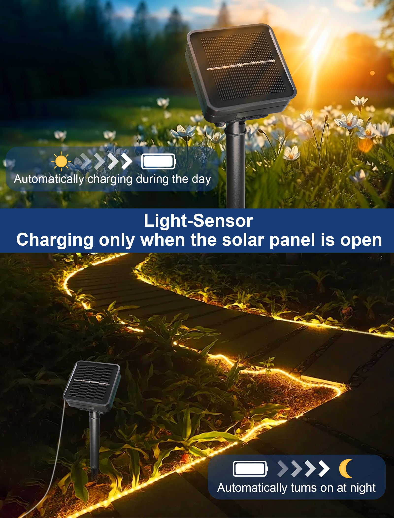 KerKoor Solar Lights Outdoor - 100 LED Fairy String Lights, Waterproof, 1 Pack, Warm White, Model 2024154202100