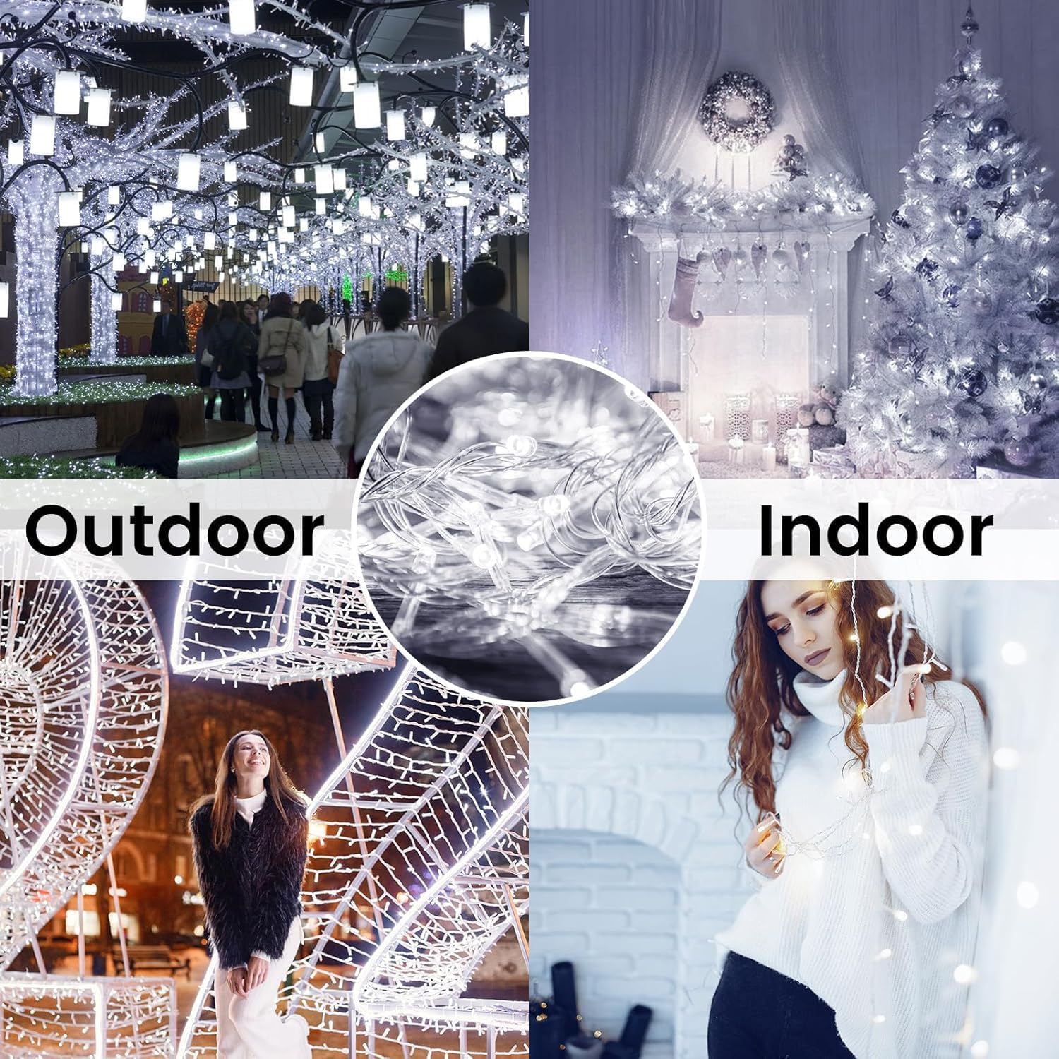 4 Pack Christmas String Lights Battery Operated With Timer  66Ft 200 Led Waterproof Battery Twinkle Lights  8 Modes Fairy Light For Indoor & Outdoor Garland Tree Christmas Decorations (Cool White)