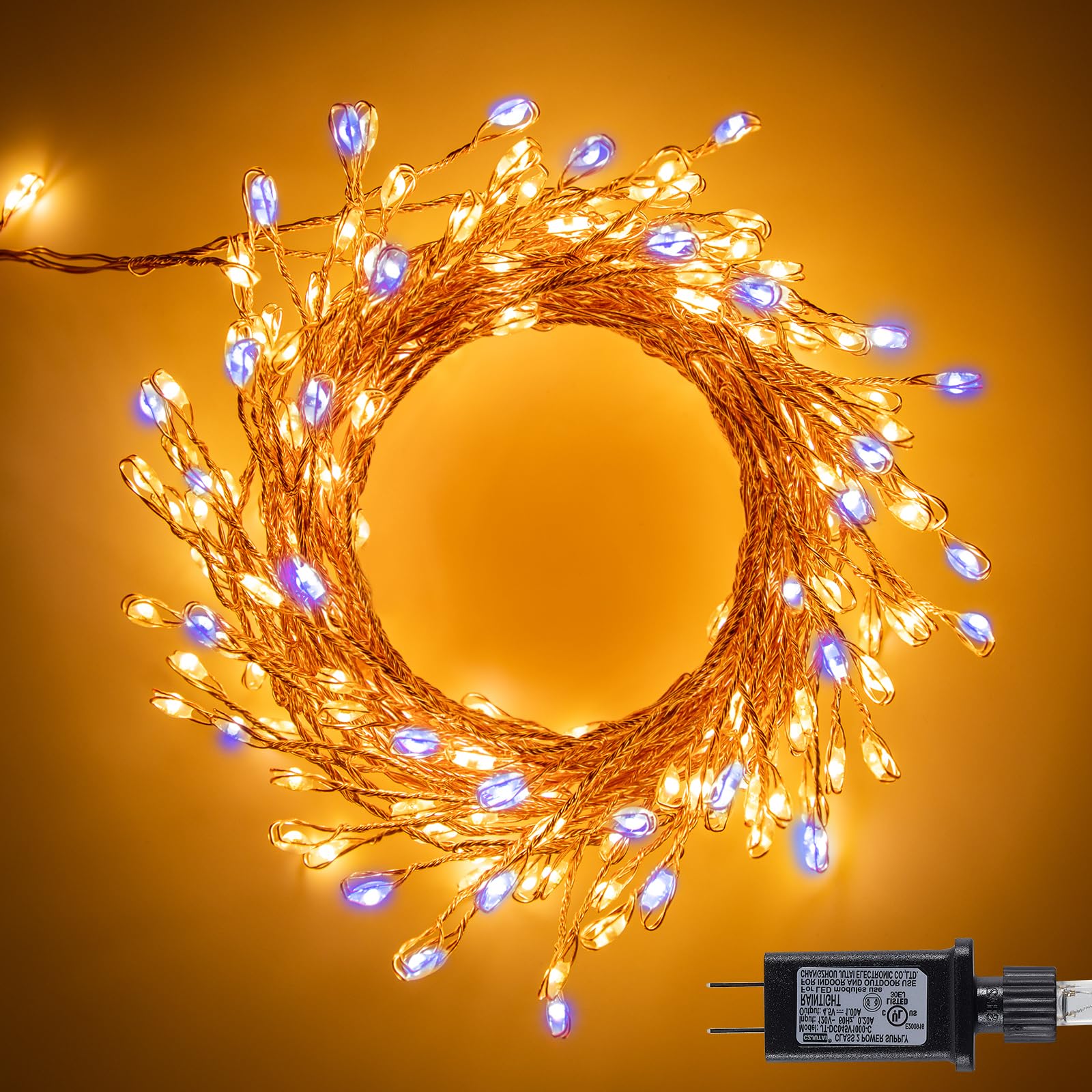 SmartDawn 10FT 200LED Breathing Fairy Lights, Warm White & Cool White, Copper, Waterproof String Lights for Indoor & Outdoor Decor
