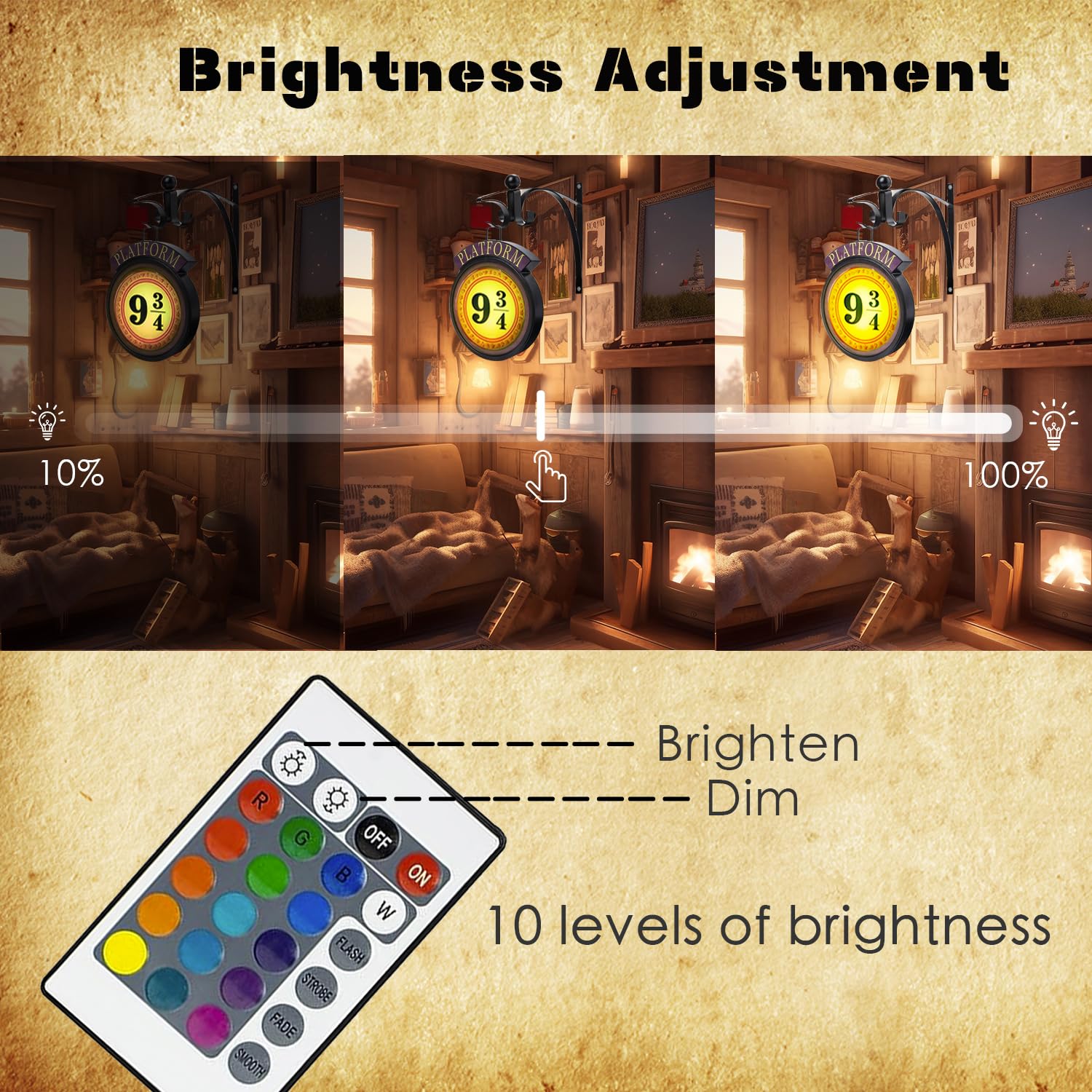 Platform Sign Christmas Decorations, Wireless Sconces, Rgb 16 Color Dimmable Night Light, Remote Control, Christmas Decor For Home Party Bedroom, Children‘S Day Birthday Gifts For Kid Movie Fan