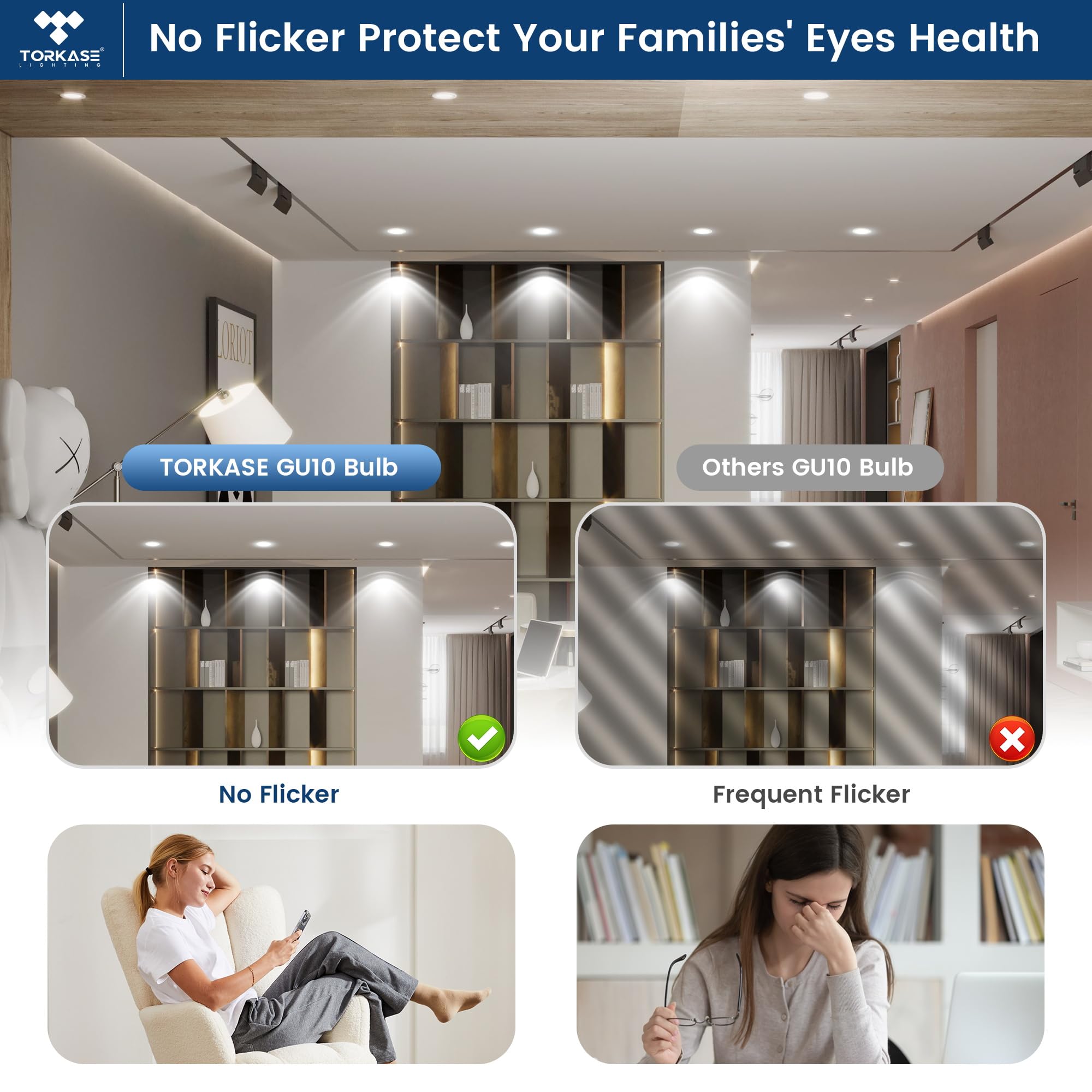 Torkase Dimmable Mr16 Led Light Bulb,Gu10 Base,120V,4000K Neutral White,5W(50W Halogen Replacement),500Lm,40 Narrow Beam Range H