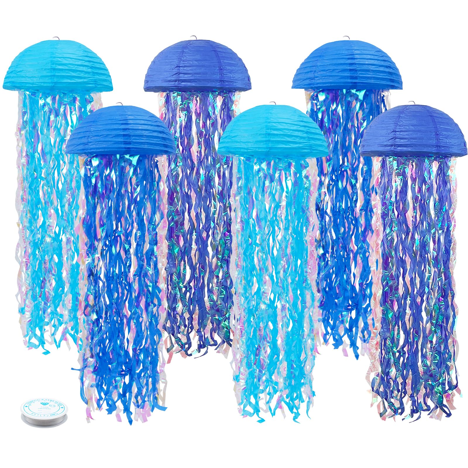 zilue Mermaid Birthday Decorations, Jellyfish Paper Lanterns for Mermaid Party Baby Shower Under The Sea Ocean Blue Birthday Par