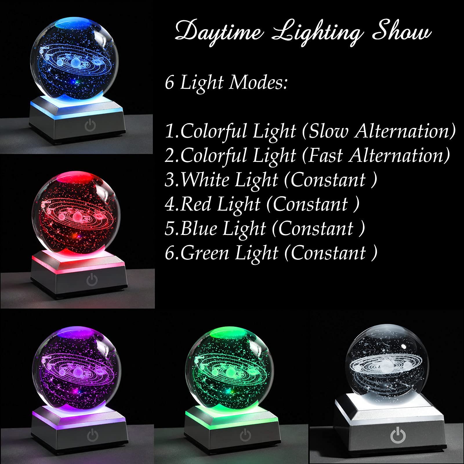 Qianwei 3D Solar System Crystal Ball – LED Light Base