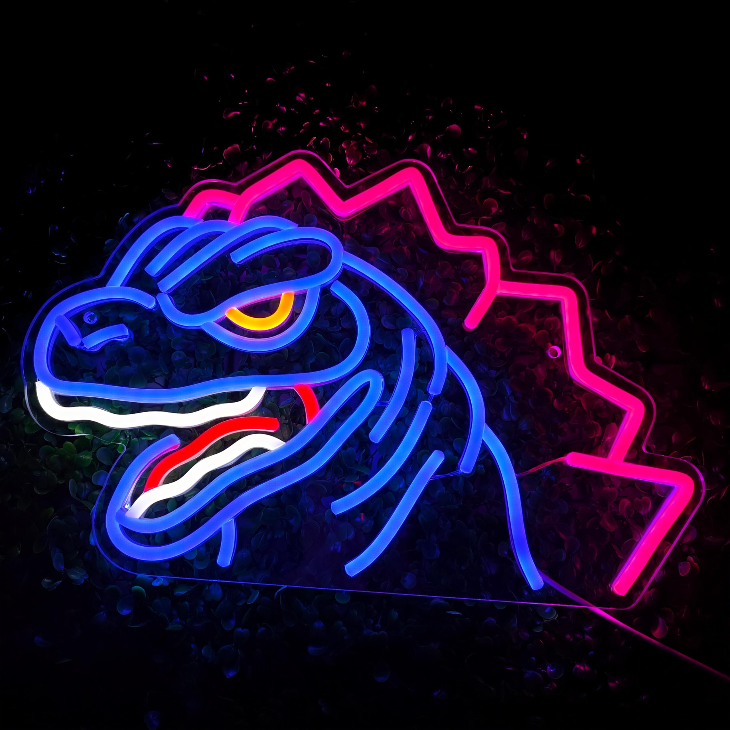 JOSEBRU Atomic Lizard Neon Sign, King of the Monsters Light, 14.17x13.77 inches, Green/White/Yellow/Red