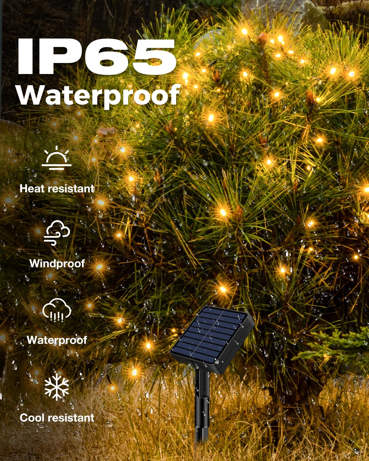Bitjam 1 Pack Solar Fairy Lights For Outside Waterproof  49Ft/15M 150Led Solar String Lights Outdoor 8 Modes Solar Twinkle Lights For Garden Yard Christmas Tree Wedding Party Decor  Warm White