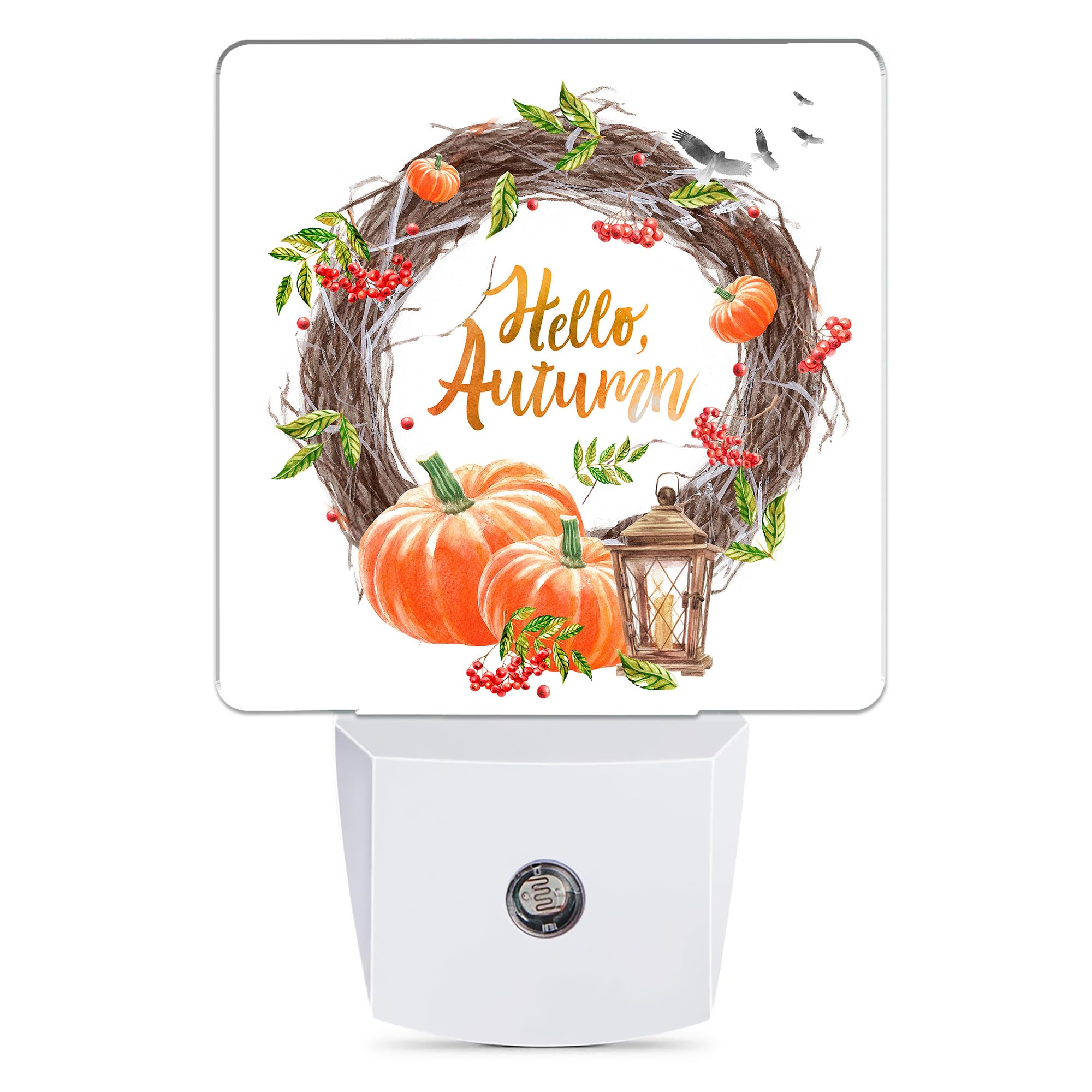 Jopowide Pumpkin Night Light with Dusk to Dawn Sensor, Warm Glow, Model SBD04, Hello Autumn Color, Ideal for Bedroom and Hallway