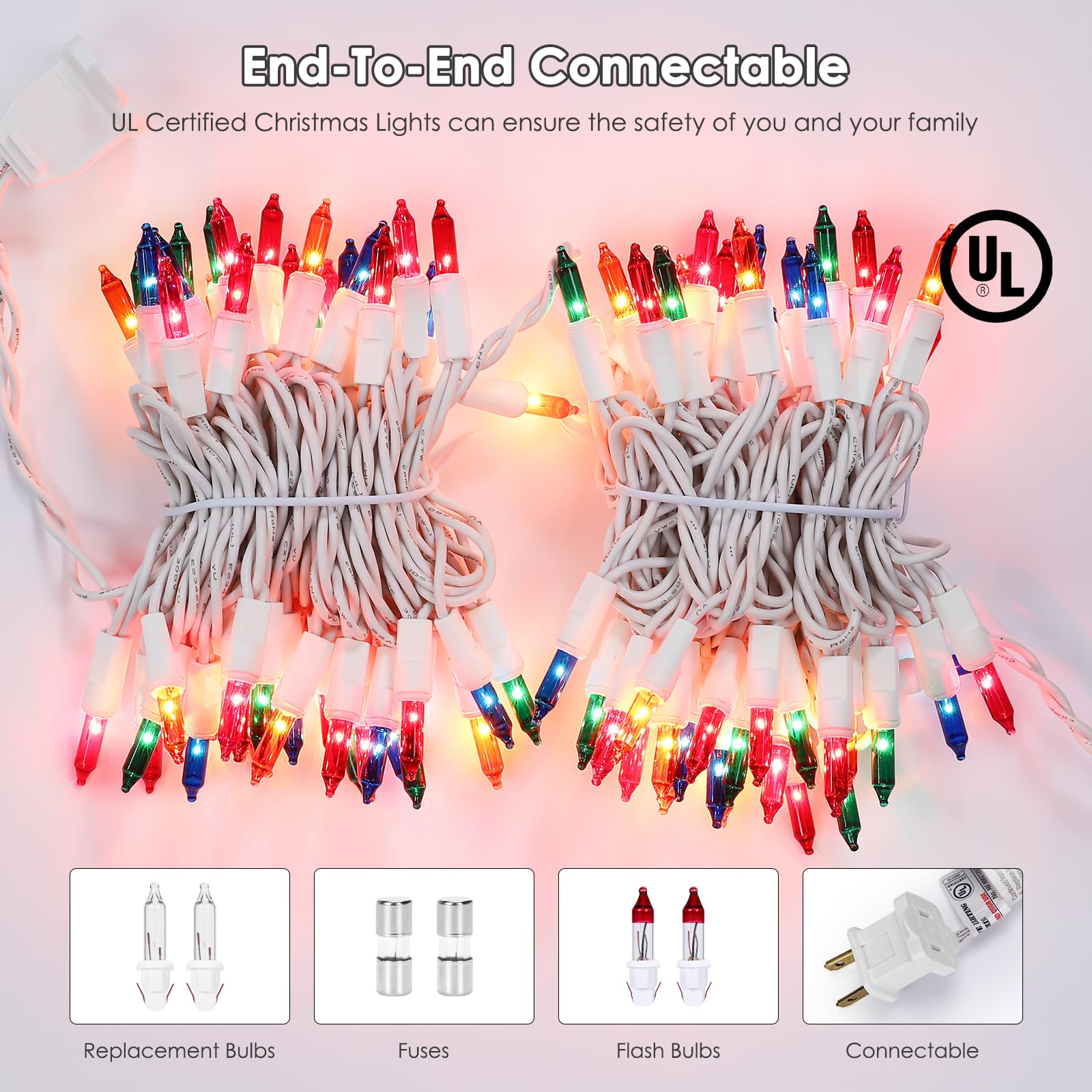 Meteds Christmas Lights 150 Count Warm White Mini Lights 32Ft Clear Wire UL Certified for Tree, Garland, Home, Party Decor