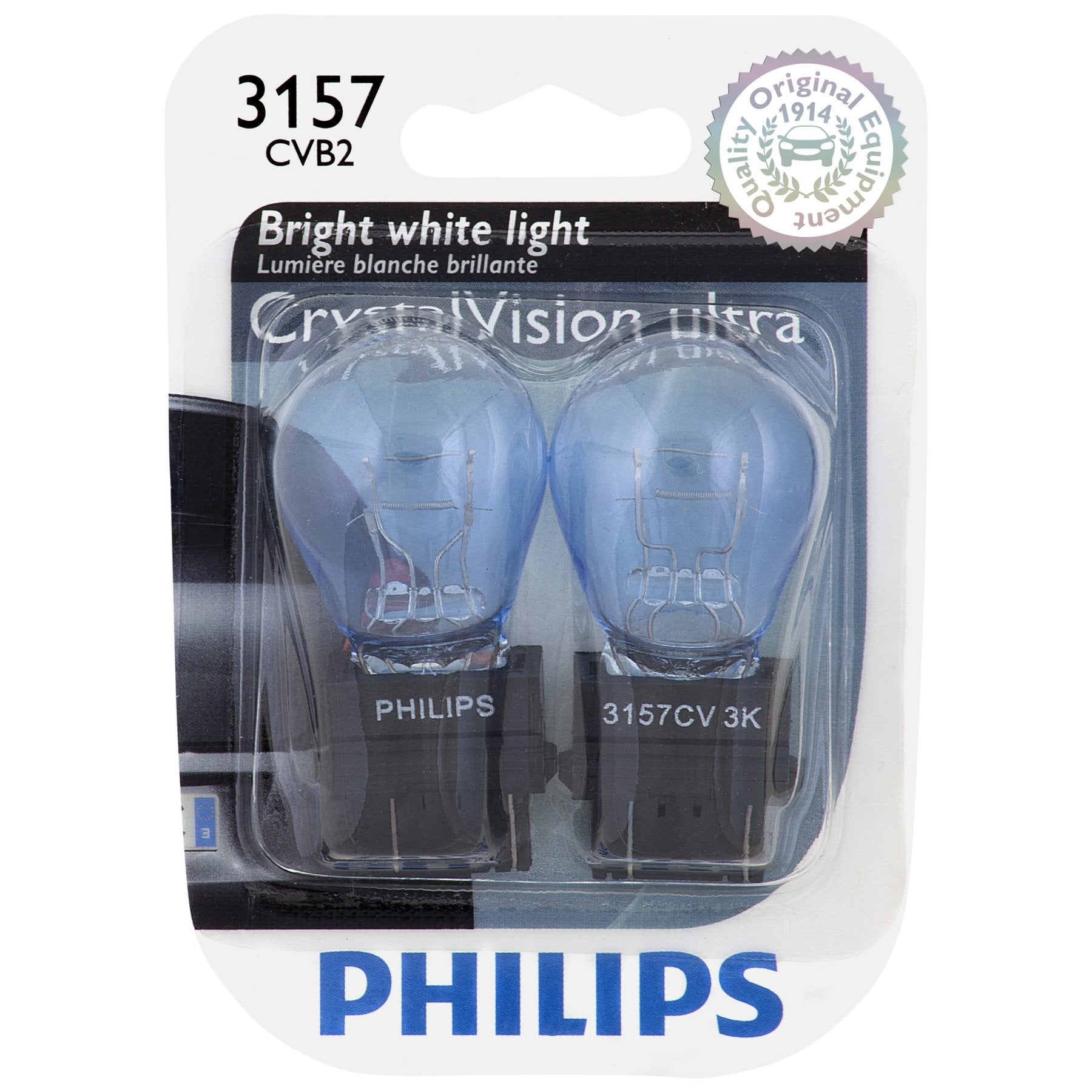 Philips 3157CVB2 3157 CrystalVision Ultra Miniature Bulb, 2 Pack