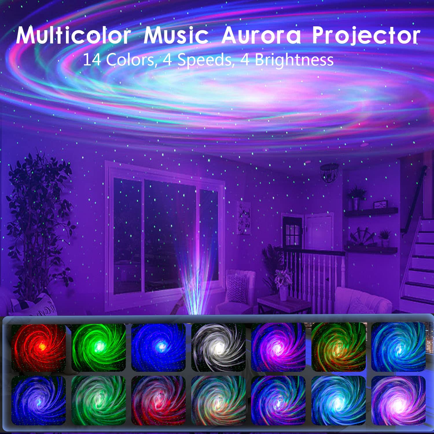 Star Night Light Projector - Starlight Projector With Remote Control, Timer &Bluetooth Speaker, Aurora Borealis Light Projector