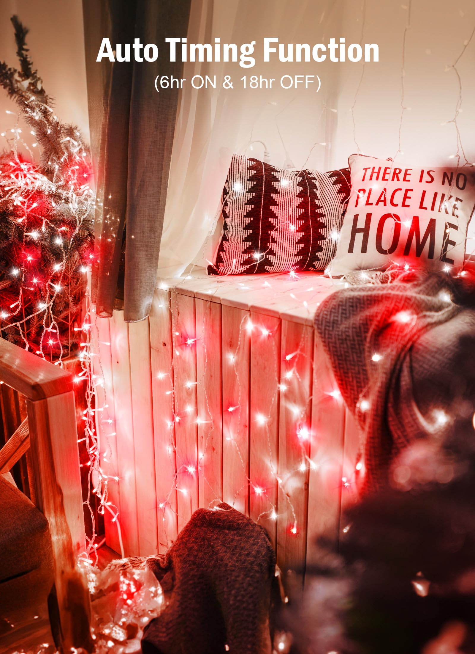 Minetom Christmas String Lights, 50 LED, 17FT, Battery Operated, Waterproof, Red & Pure White